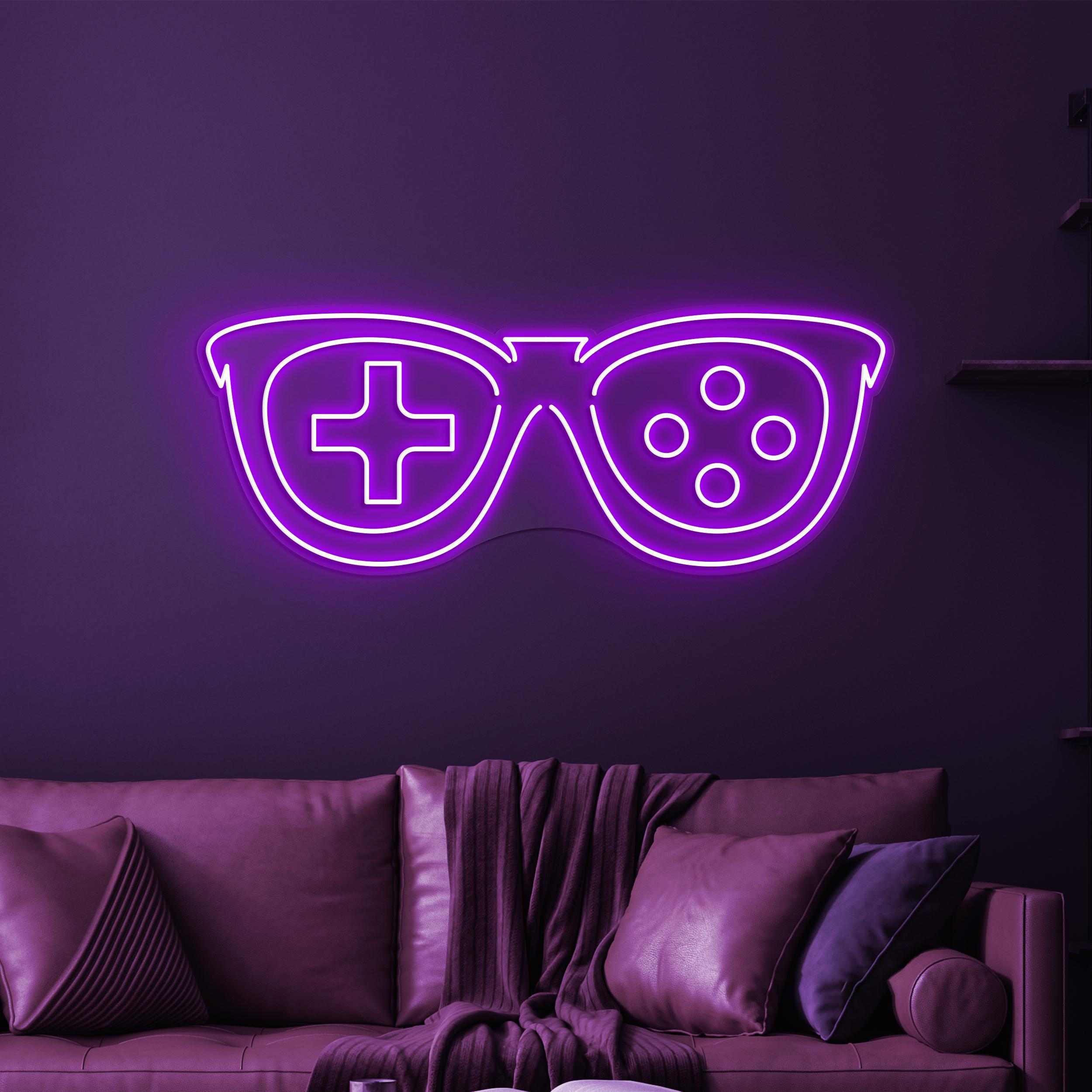 Gaming Glasses Neon Sign, Gaming Glasses LED Light, Sunglasses Shop Wall Art, Glasses For Gamer Sign, Game Room Neon Light, Game Lover Gift
