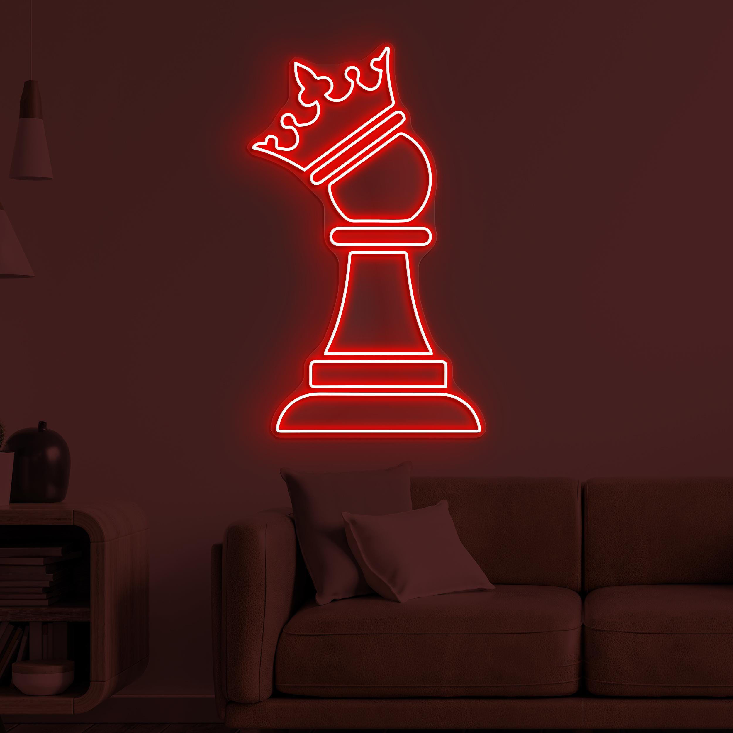 Chess King Neon Sign, Chess King LED Light, Checkmate LED Neon Art, Chessboard Neon Light, Game Room Wall Art, Office Wall Art, Custom Sign