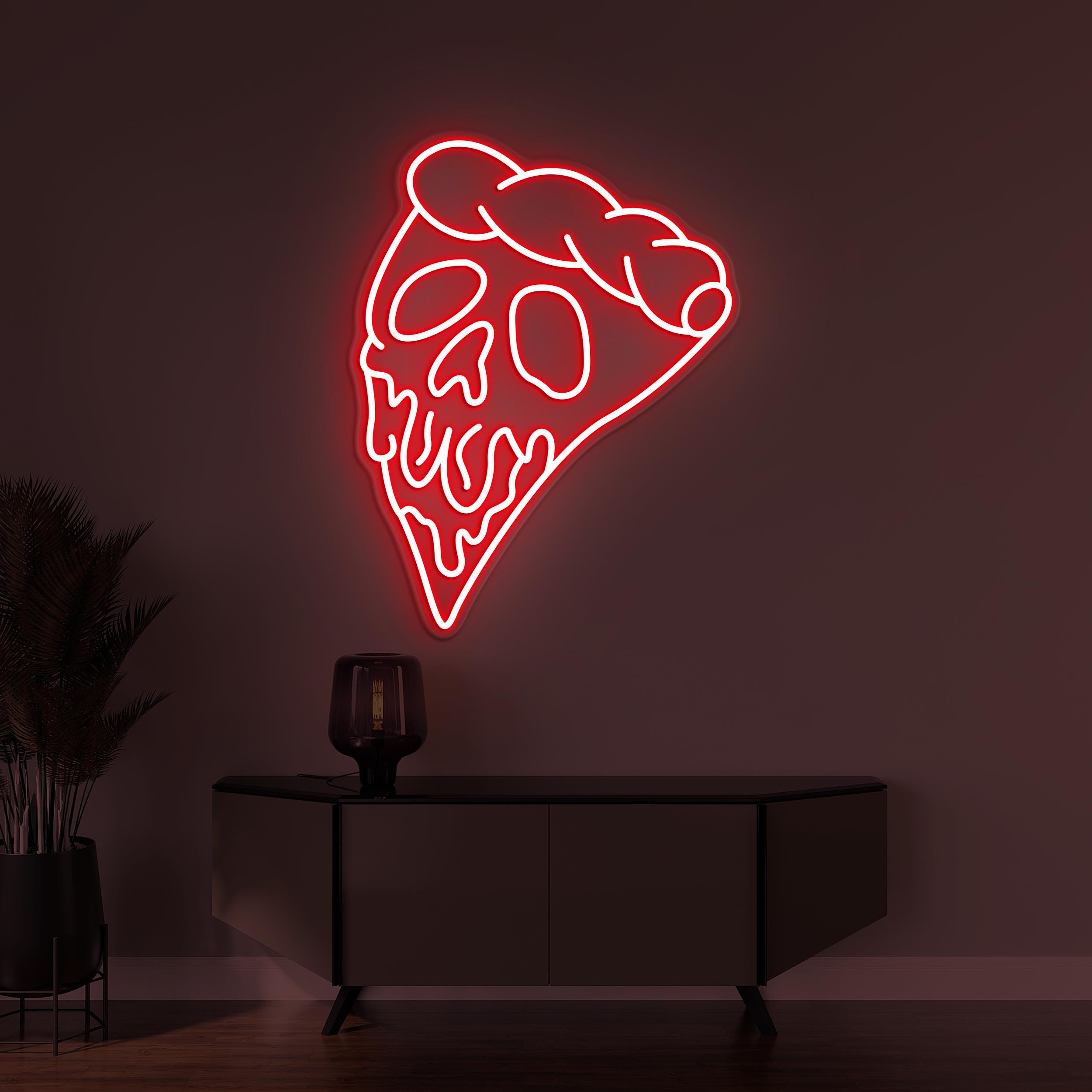 Pizza Skull Neon Sign, Pizza Skull Led Light, Pizza Wall Decor, Custom Neon Sign, Halloween Wall Art, Pizza Shop Wall Sign, Pizza Lover Gift