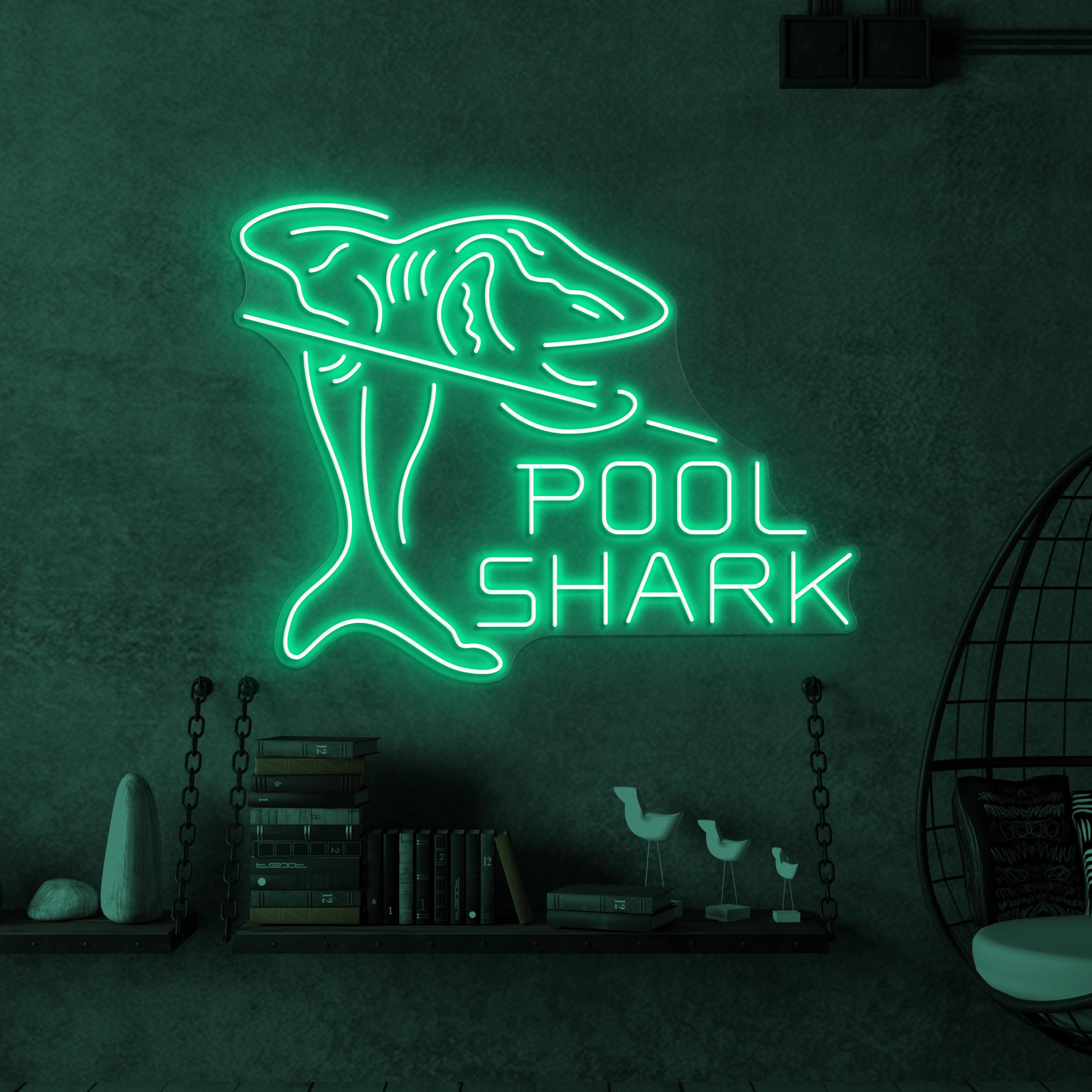 Shark Neon Sign, Pool Shark LED Light, Ocean Shark Neon Sign, Billiard Wall Decor, Kids Room Wall Art, Fish Shop Decor, Sea Food Restaurant