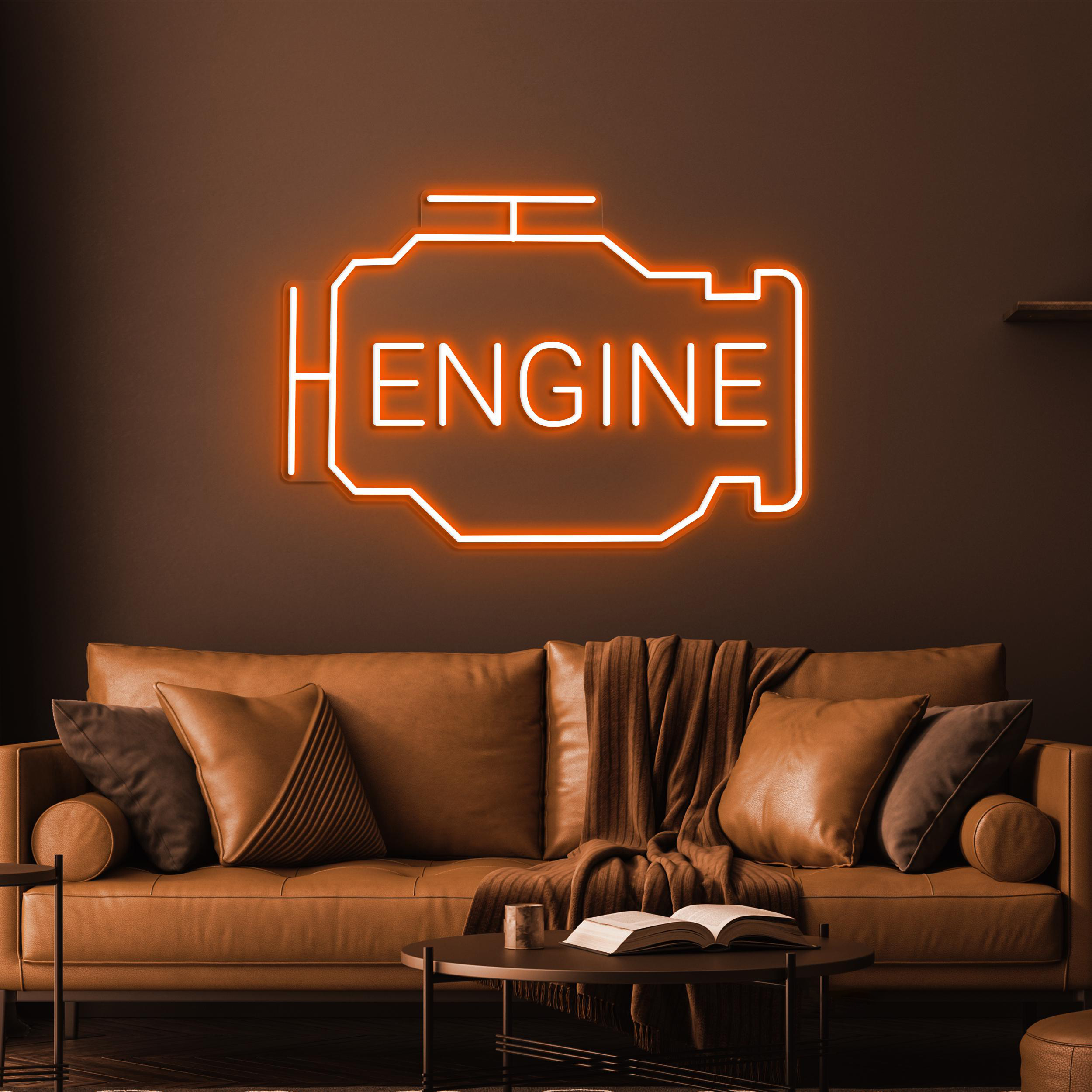 Engine Neon Sign, Engine Led Light, Workshop Wall Decor, Mechanic Neon Art, Car Engine Neon Sign, Birthday Gift For Dad, Garage Wall Decor