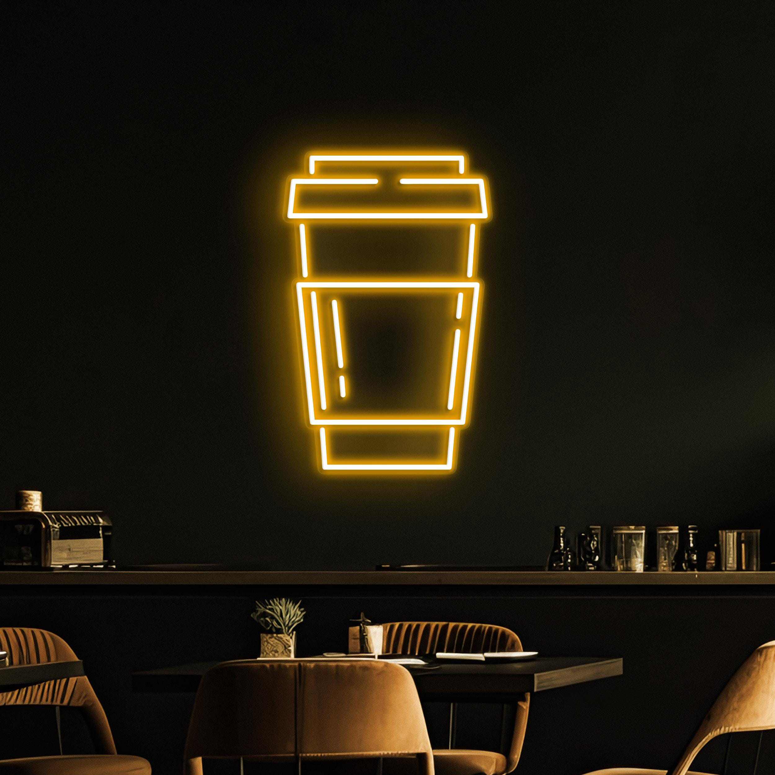 Coffee Cup Neon Sign, Coffee Cup LED Light, Coffee Shop Wall Art, Cafe and Bar Neon Light, Kitchen Wall Decor, Takeaway Coffee Neon Art