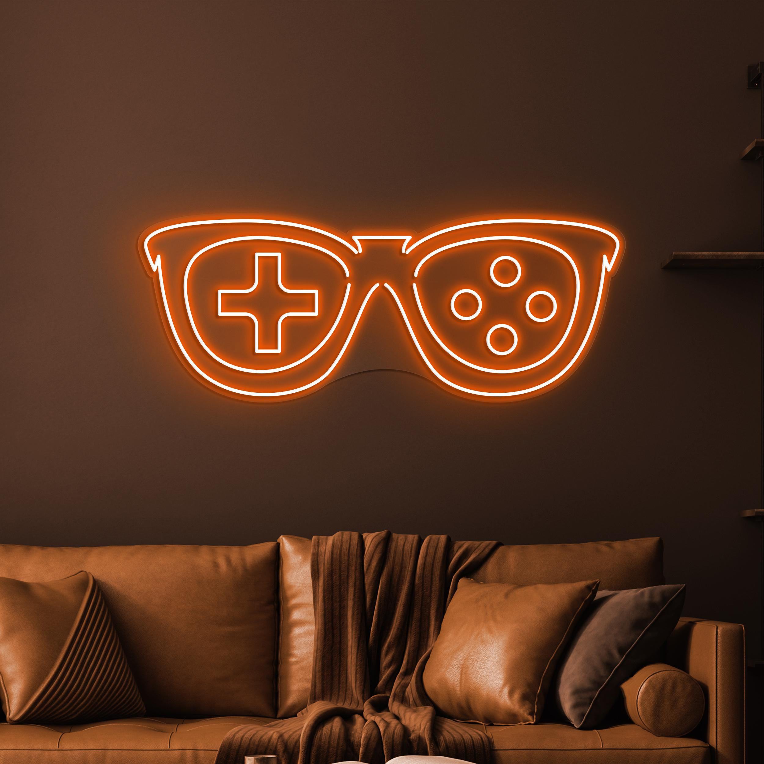 Gaming Glasses Neon Sign, Gaming Glasses LED Light, Sunglasses Shop Wall Art, Glasses For Gamer Sign, Game Room Neon Light, Game Lover Gift