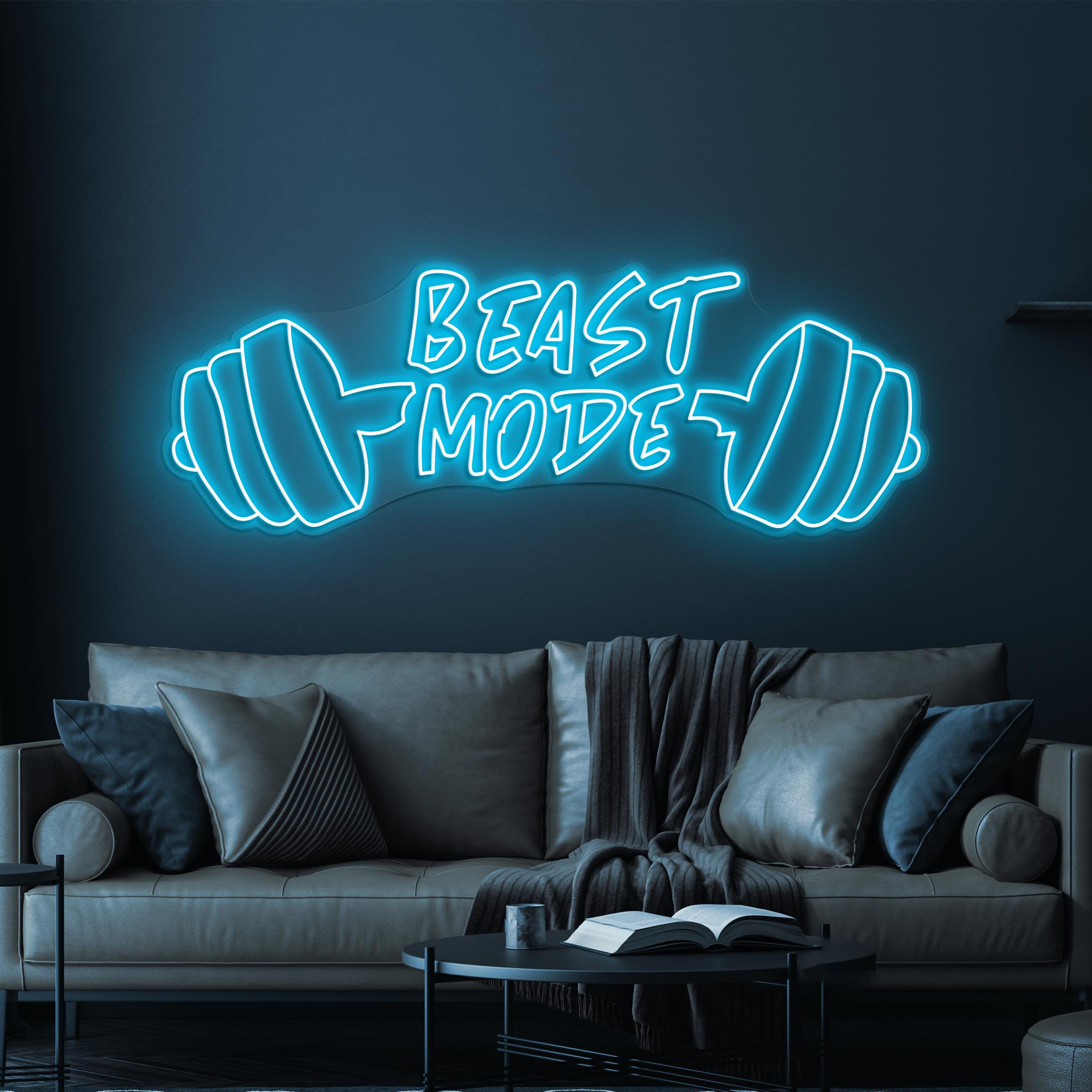 Beast Mode Neon Sign, Beast Mode LED Light, Gym Wall Decor, Dumbbell Wall Art, Fitness Neon Sign, Workout Wall Light, Gift For Gym Lover