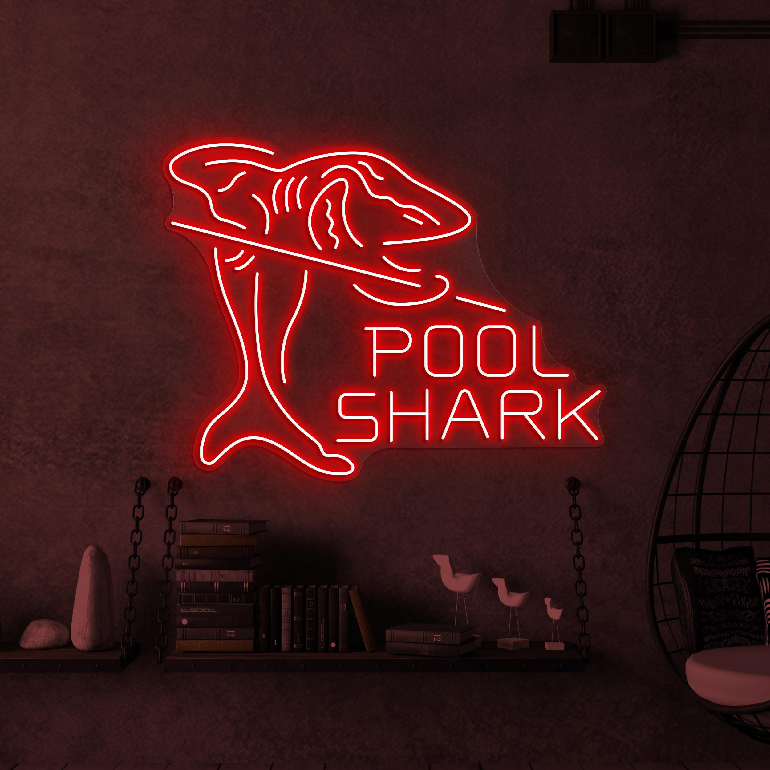 Shark Neon Sign, Pool Shark LED Light, Ocean Shark Neon Sign, Billiard Wall Decor, Kids Room Wall Art, Fish Shop Decor, Sea Food Restaurant