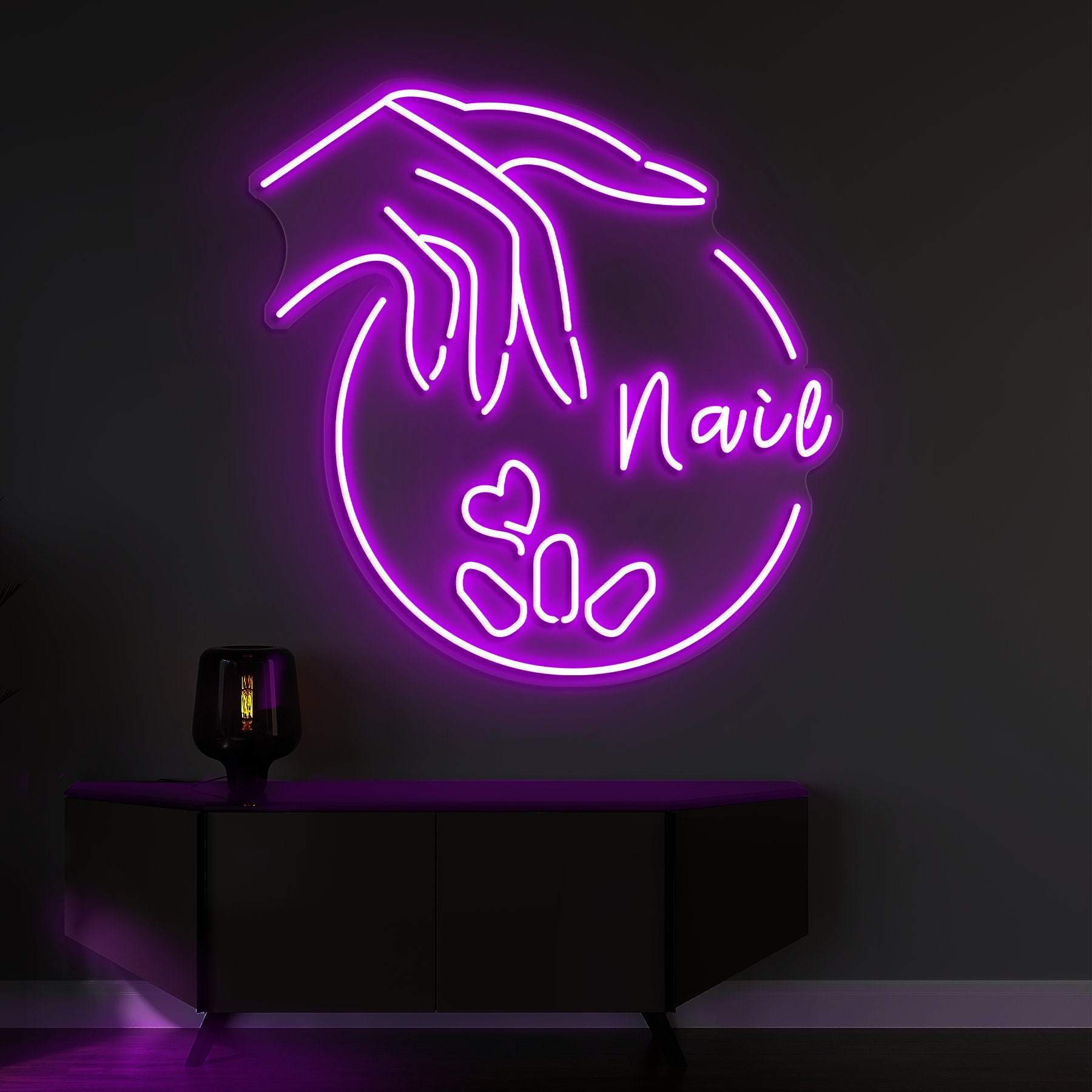 Nails Neon Sign, Nail Neon Wall Light, Wall Decor for Nail Salon and Beauty Rooms, Shop and Party Decor, Lights for Bedroom and Shop Room