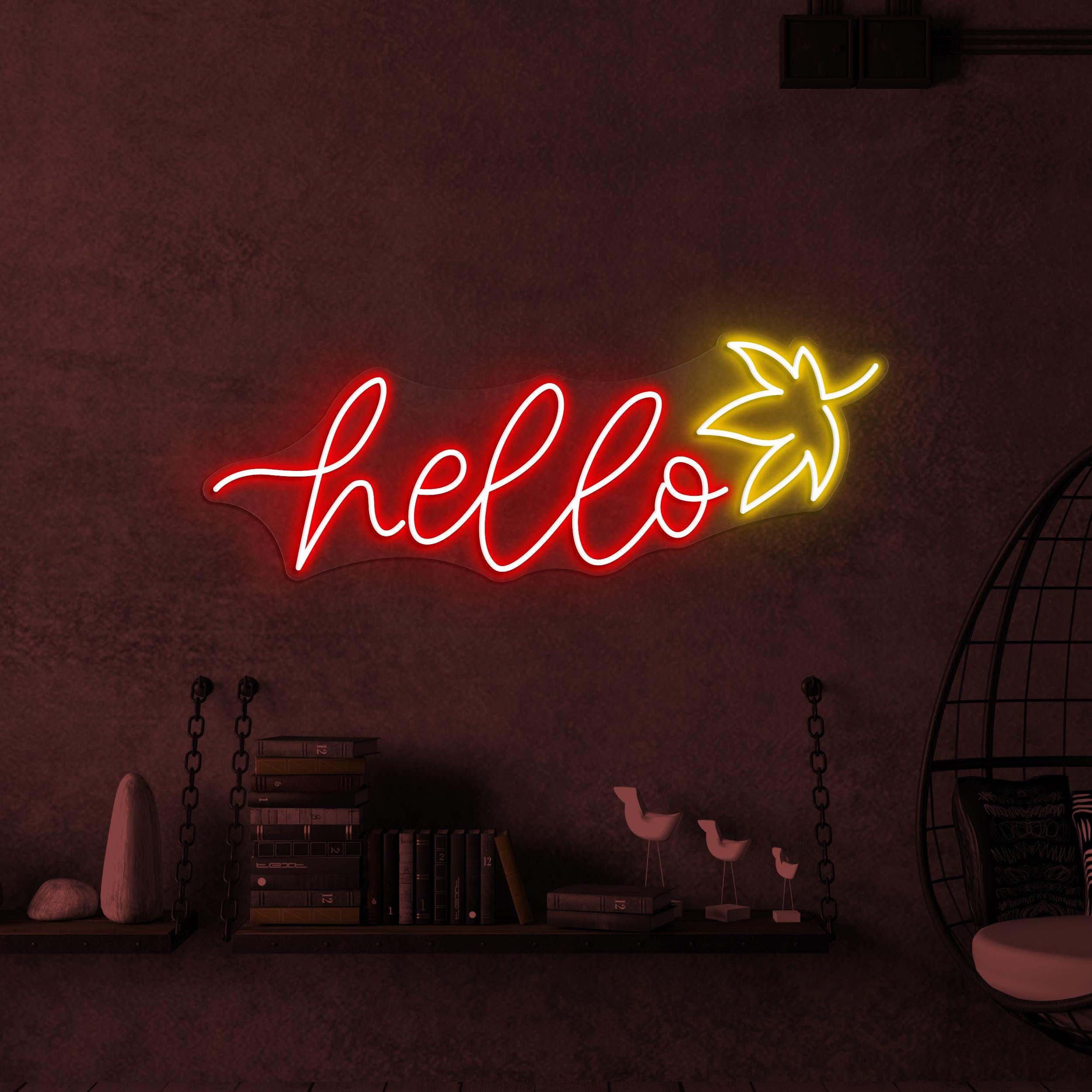 Hello Neon Sign, Hello LED Light, Party Wall Decor, Hello Fall Wall Art, Kids Room Neon Light, Boy and Girl Room Decor, Hello Logo Neon Sign