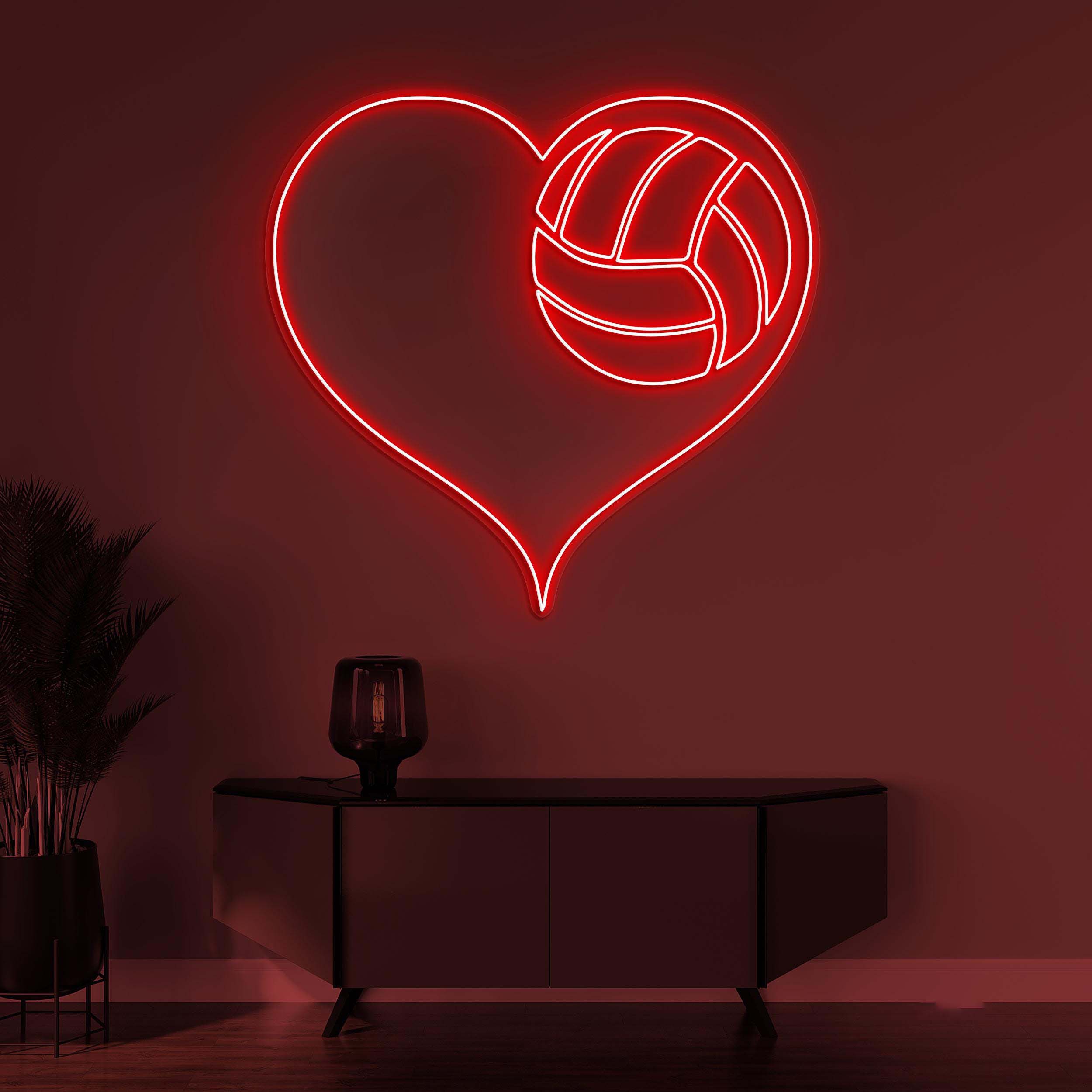 Volleyball Neon Sign, Volleyball LED Light, Volleyball Heart Wall Art, Heart Wall Decor, Volleyball Lover Neon Light, Love Volleyball Club
