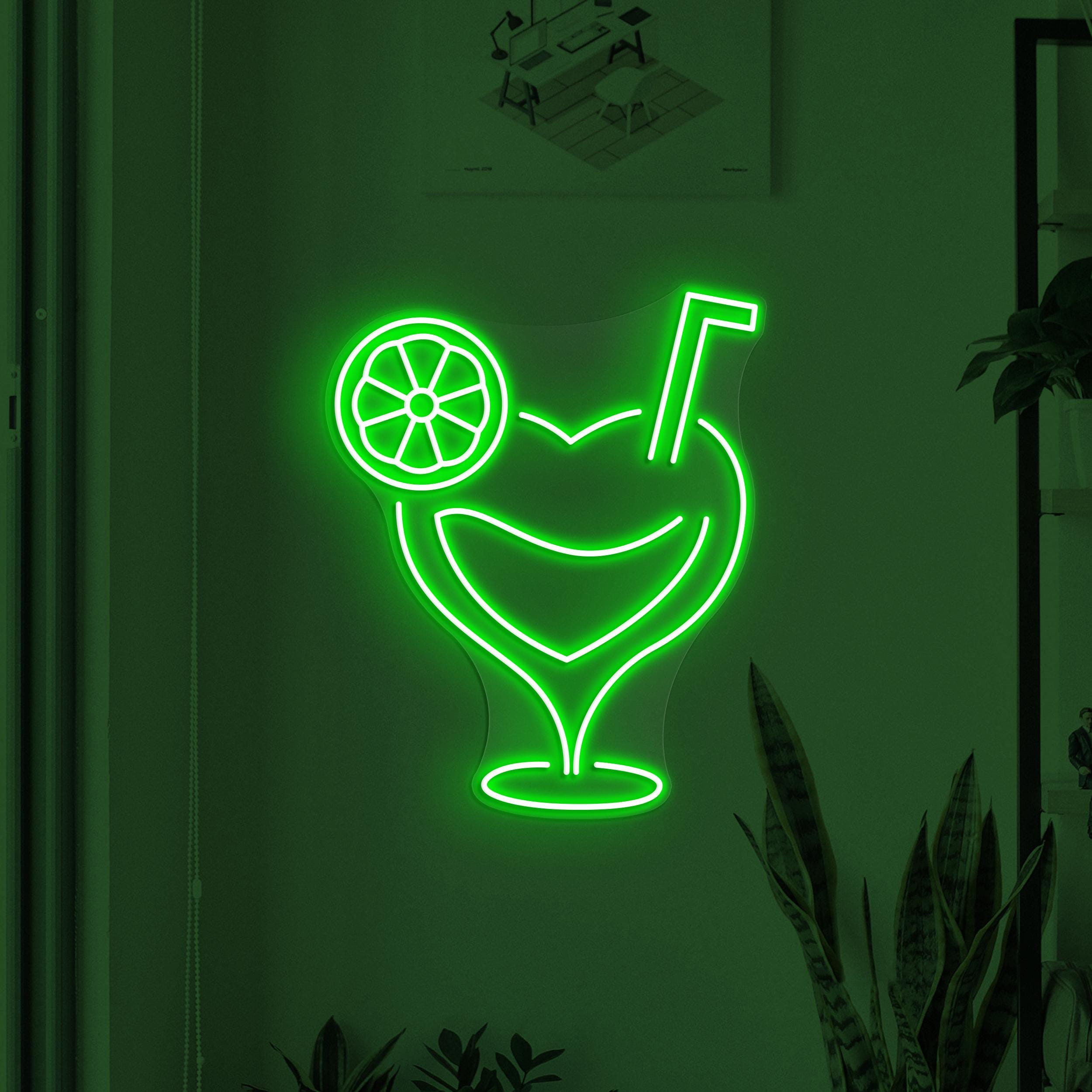 Cocktail Neon Sign, Cocktail Love LED Light, Cocktail Heart Wall Decor, Drink Corner Decor, Party Neon Light, Cafe Bar Sign, Drink Lime Art