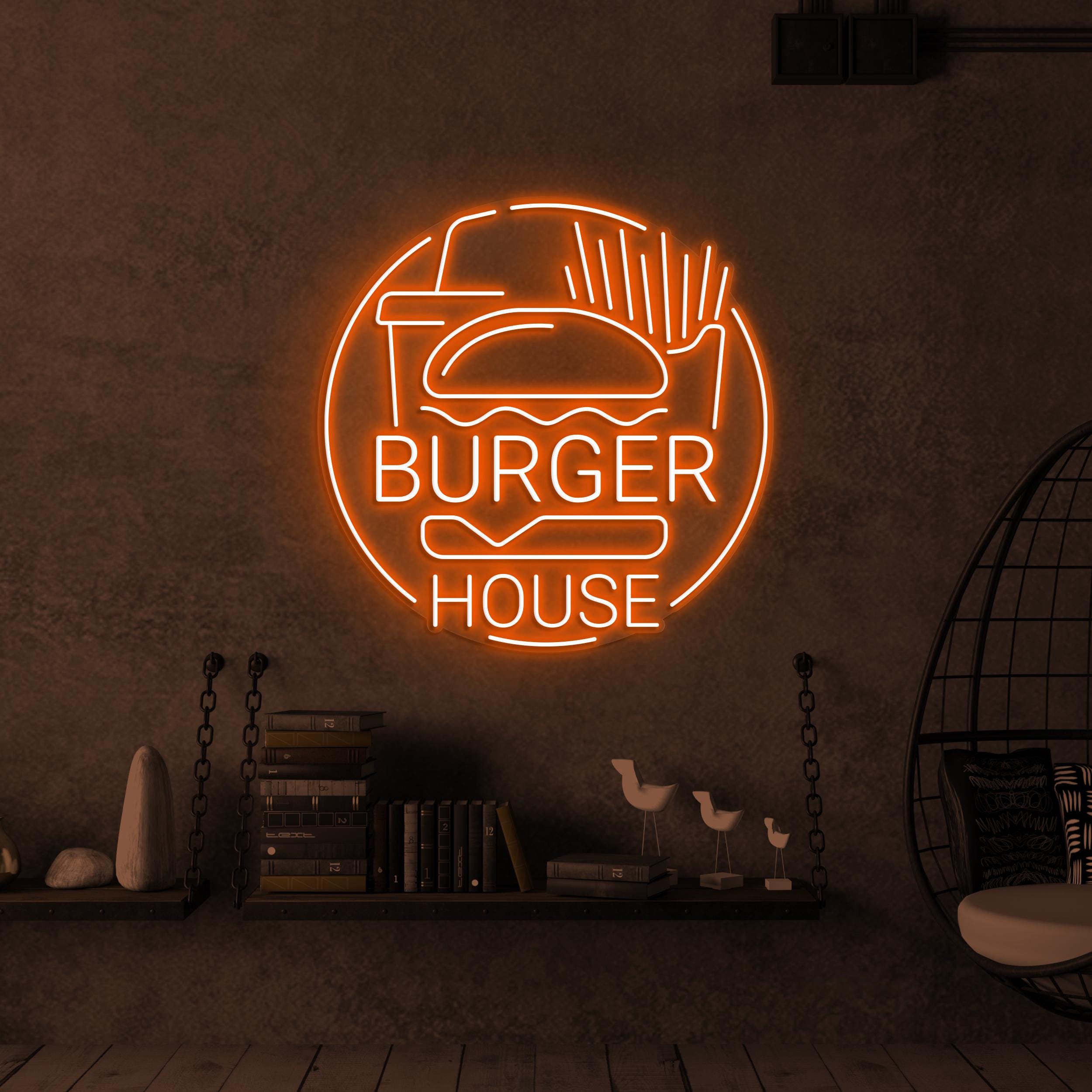 Burger House Neon Sign, Burger House LED Light, Fast Food Restaurant Decor, Burger Lover Sign, Fast Food Neon Art, Burger Shop Neon Decor