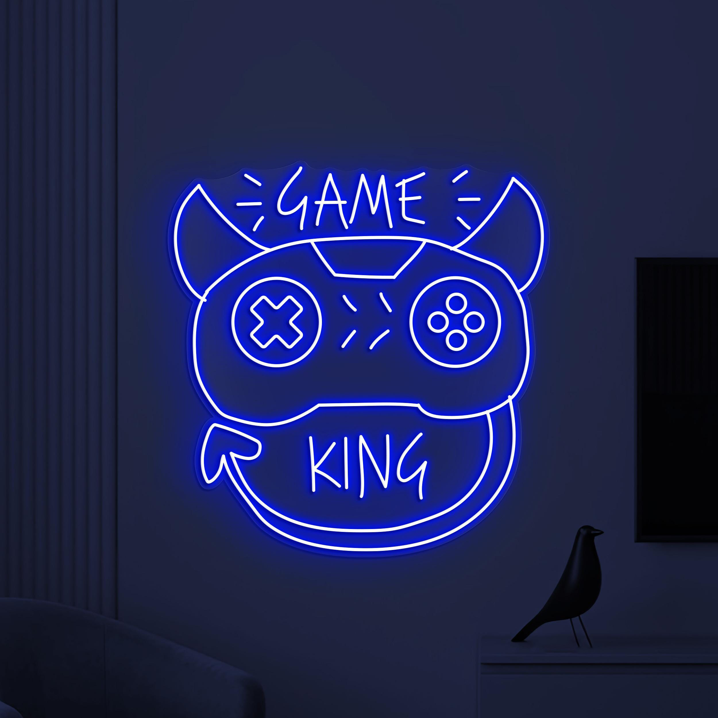 Game King Neon Sign, Game King LED Light, Game Controller Wall Decor, Devil Game Controller Art, Game Room Neon Light, Gaming Zone Decor