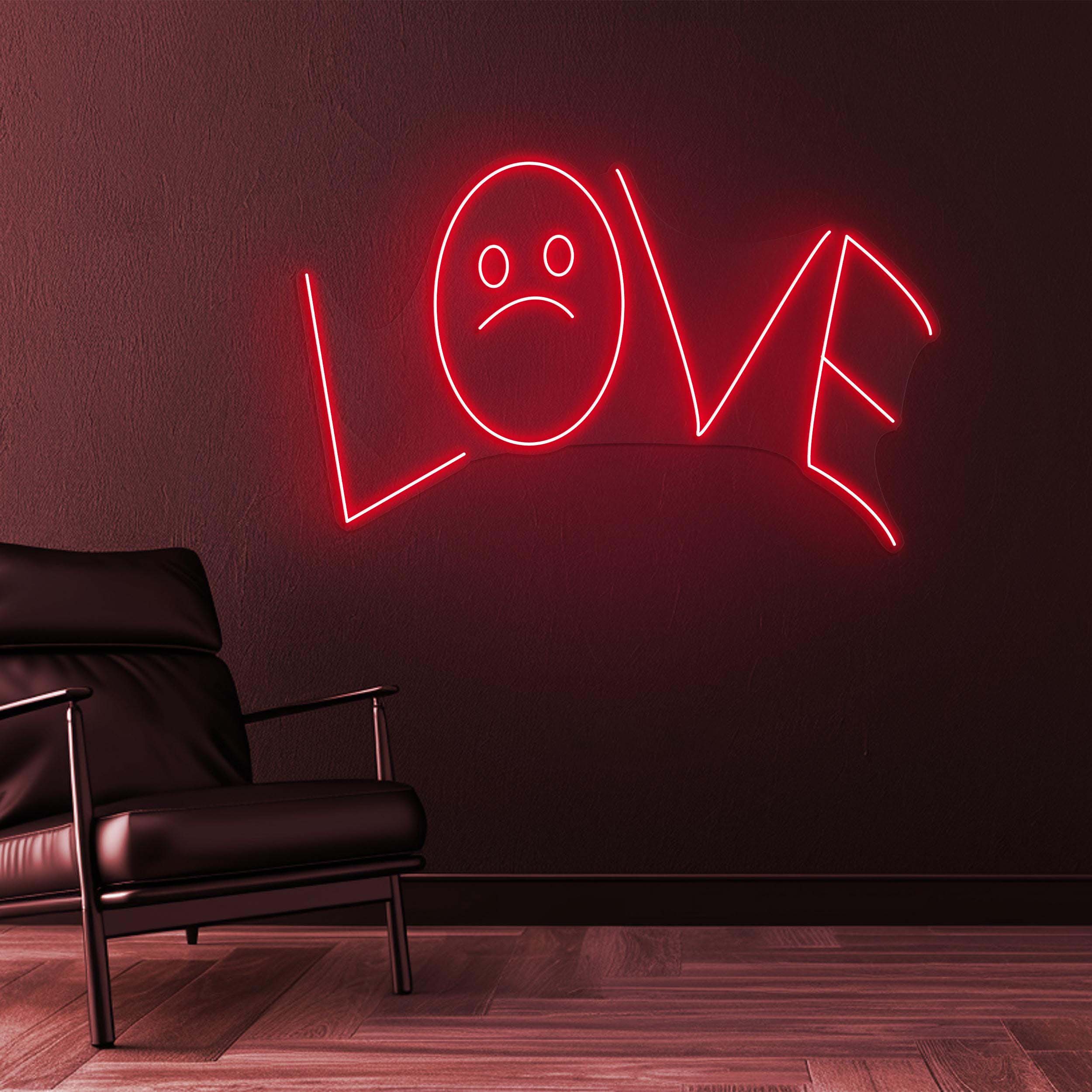 Love Neon Sign, Sad Face Love Neon Art, Love LED Neon Art, Home Wall Decor, Love Light, Custom Neon Sign, Party Neon Sign, Kids Room Decor