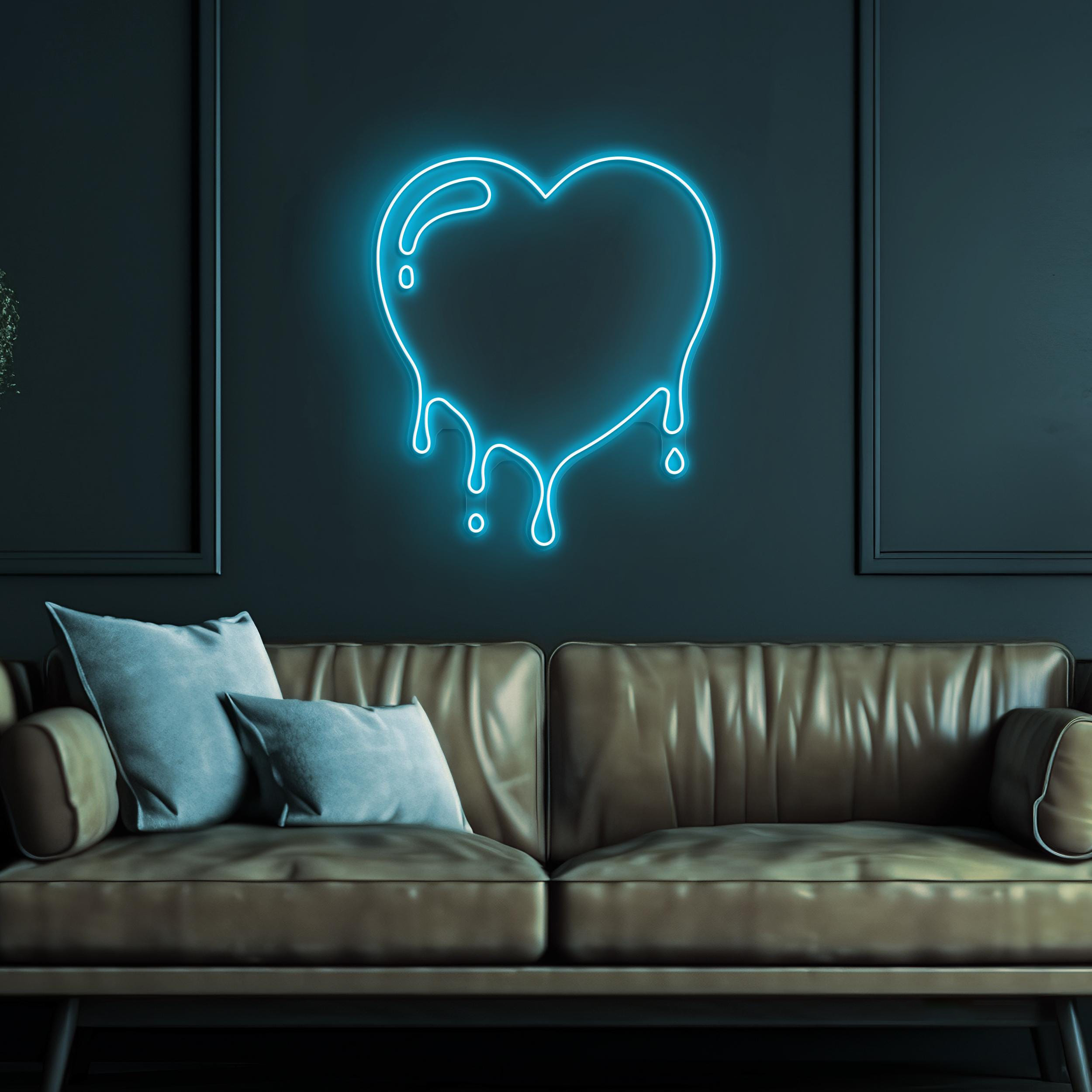 Melting Heart Neon Sign, Melting Heart Light, Heart Wall Decor, Couple Room Wall Art, Romantic Gift, Wedding Party Decor, Led Heart Art