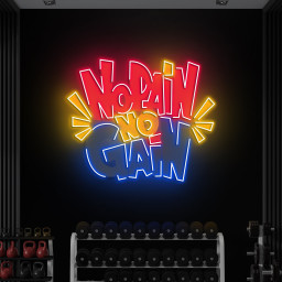No Pain No Gain Neon Sign, Motivational Gym Decor for Home Gym, Fitness Centers, Workout Spaces. LED Gym Sign, Powerlifting Art,Gym Wall Art