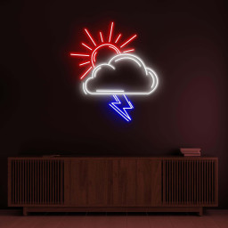 Sun and Cloud Neon Sign, Lightning Bolt LED Light, Home Neon Light, Bedroom Wall Art, Weather Wall Decor Art, Cloud Neon Sign, Gift Idea