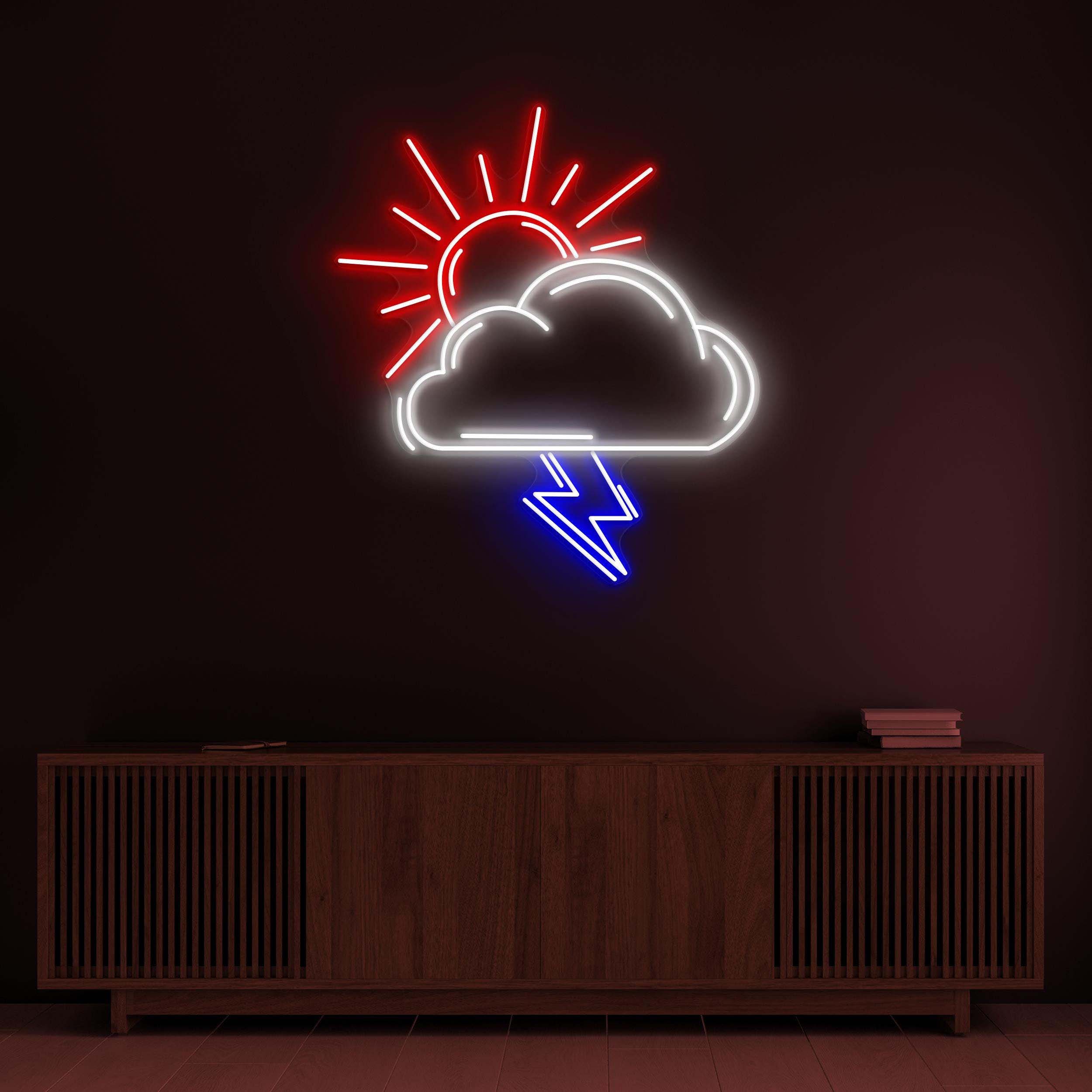 Sun and Cloud Neon Sign, Lightning Bolt LED Light, Home Neon Light, Bedroom Wall Art, Weather Wall Decor Art, Cloud Neon Sign, Gift Idea
