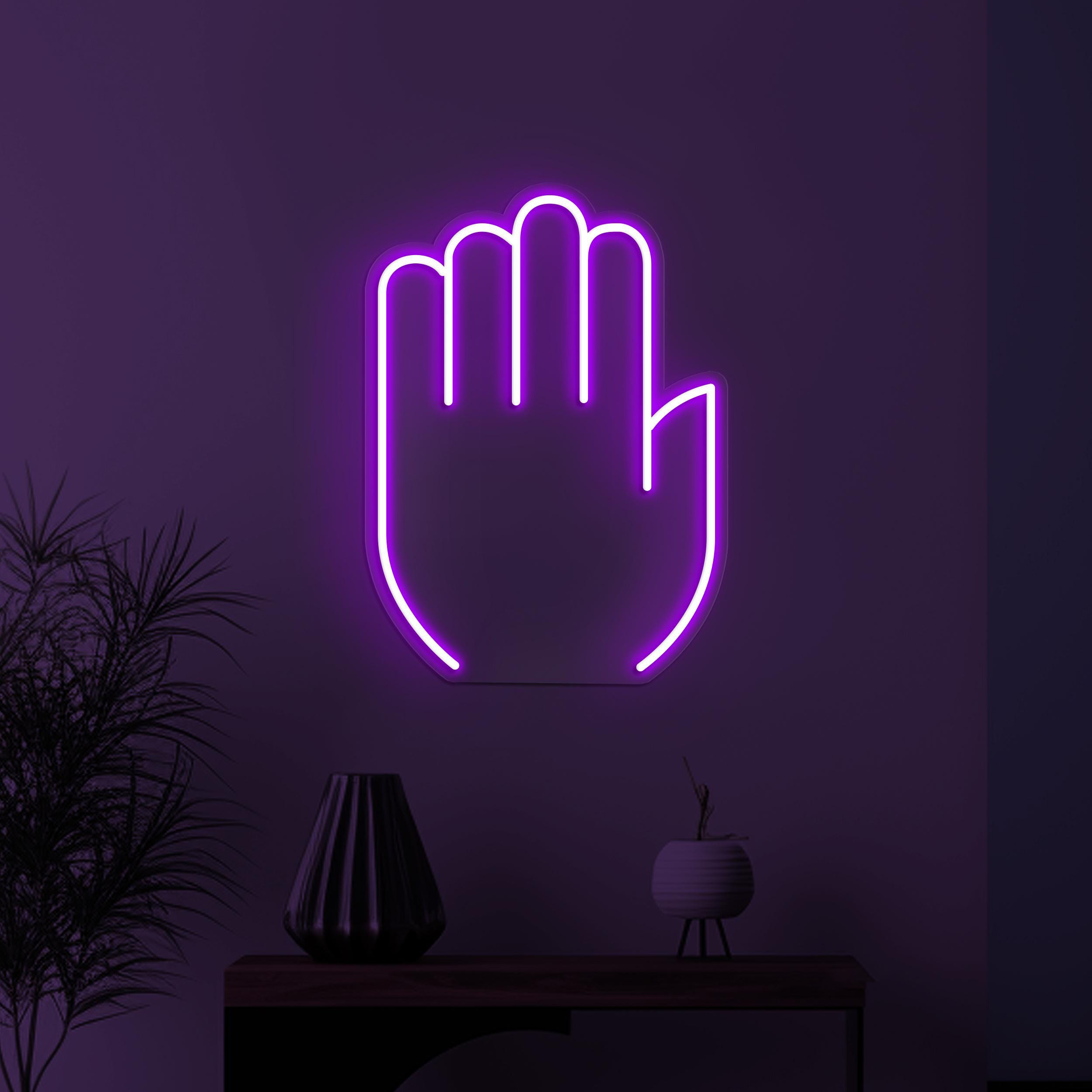 Hand Palm Neon Sign, Hand Palm LED Neon Art, Stop Hand LED Light, Halt Neon Sign, Home Wall Decor, Personalized Neon Sign, Office Neon Light
