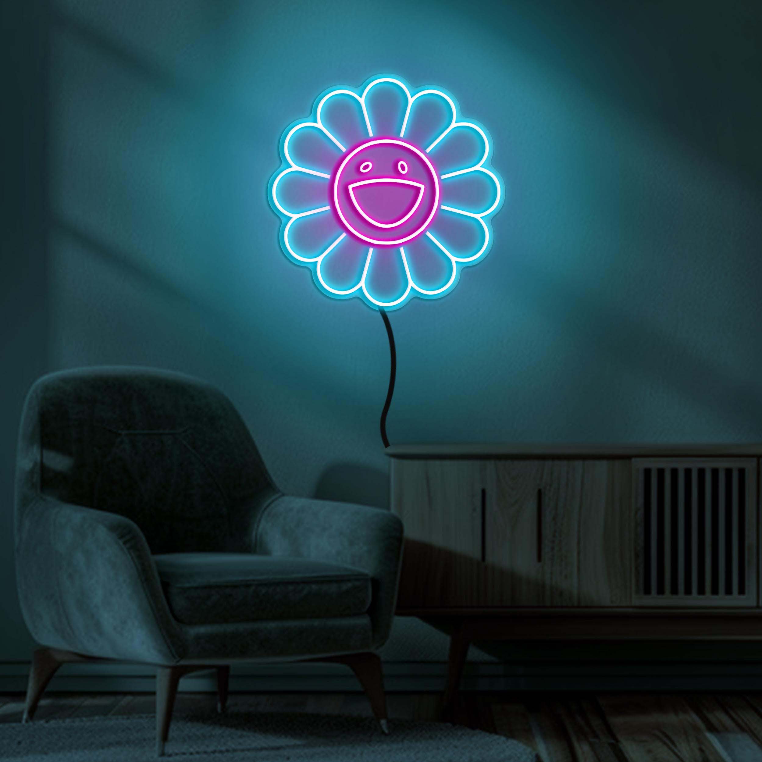 Sunflower Neon Sign, Smiley Flower LED Light, Sunflower LED Neon Art, Happy Flower Wall Art, Decor for Home, Kids Room, Flower Shop & Party