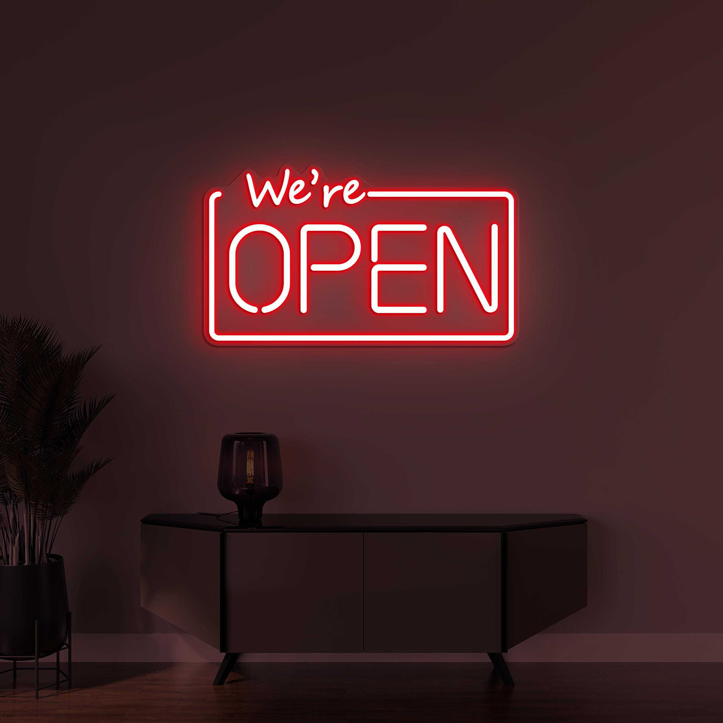 We're Open Neon Sign, We Are Open LED Light, Personalized Sign for Business, Decor for Stores, Cafe, Bar, Shops, Welcoming Neon Wall Light