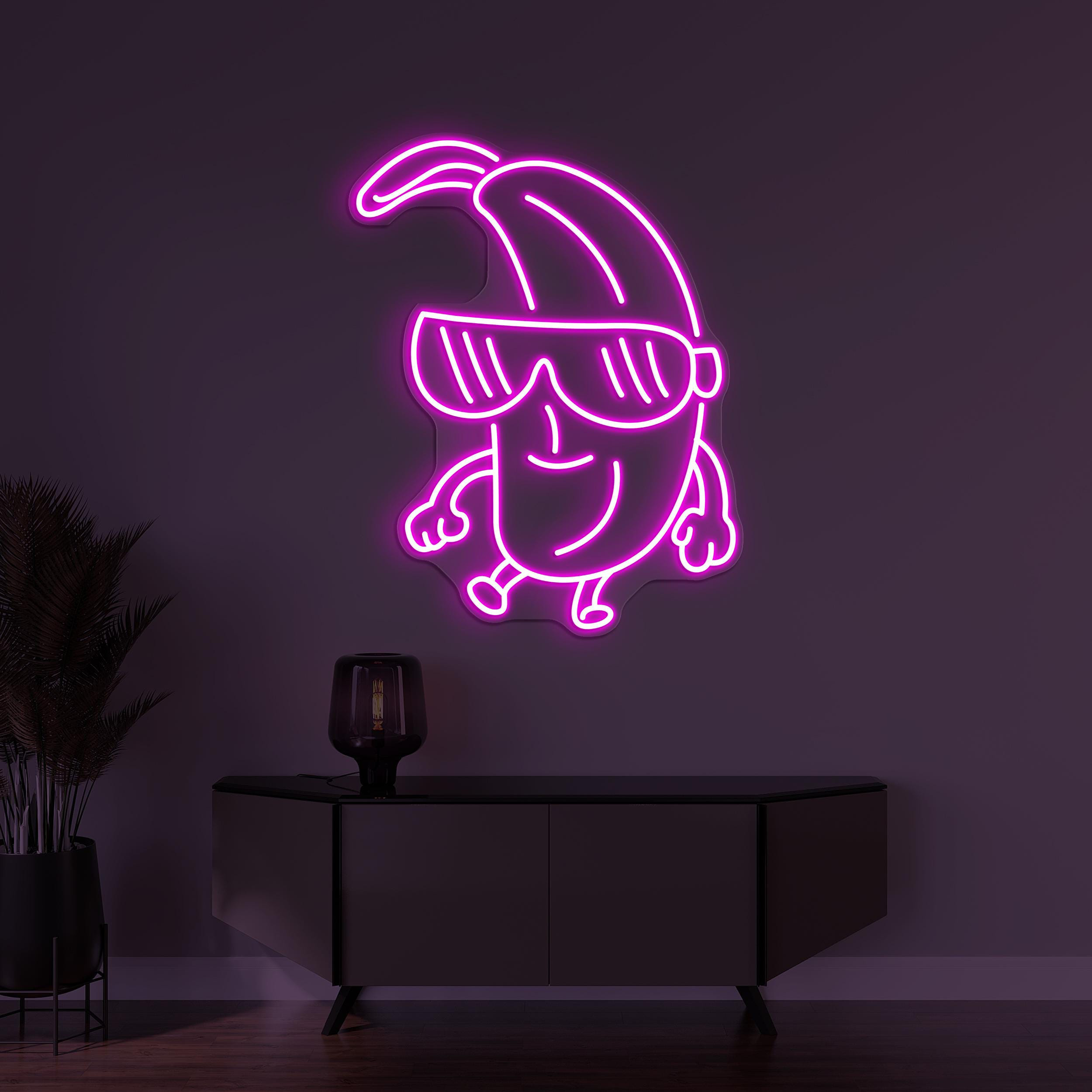 Banana With Sunglasses Neon Sign, Banana With Sunglasses LED Light, Custom Neon Sign, Fruit Shop Light, Cool Banana Wall Decor, Kid Room Art
