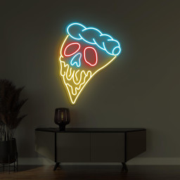 Pizza Skull Neon Sign, Pizza Skull Led Light, Pizza Wall Decor, Custom Neon Sign, Halloween Wall Art, Pizza Shop Wall Sign, Pizza Lover Gift