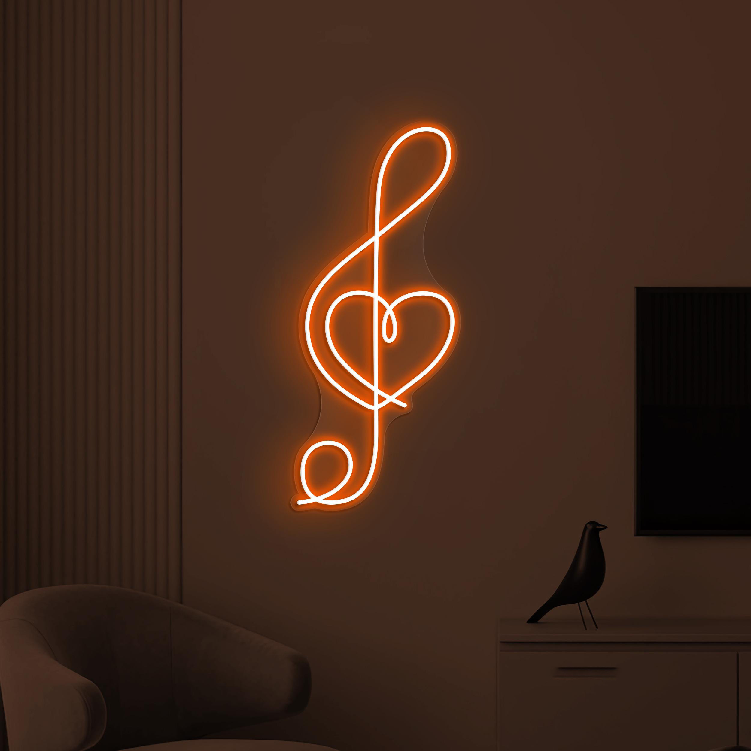 Music Note Neon Sign, Music Note LED Light, Heart Music Note Wall Decor, Music Studio Wall Art, Music Room Neon Light, Gift for Music Lover