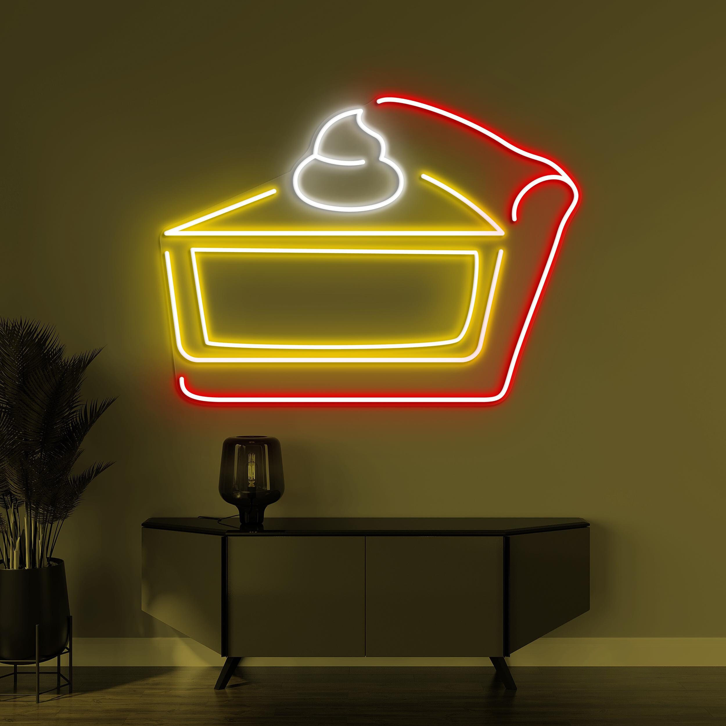 Cake Slice Neon Sign, Cake Slice LED Light, Birthday Cake Wall Decor, Dessert Time Wall Art, Pie Neon Sign, Kitchen Decor, Cake Shop Light