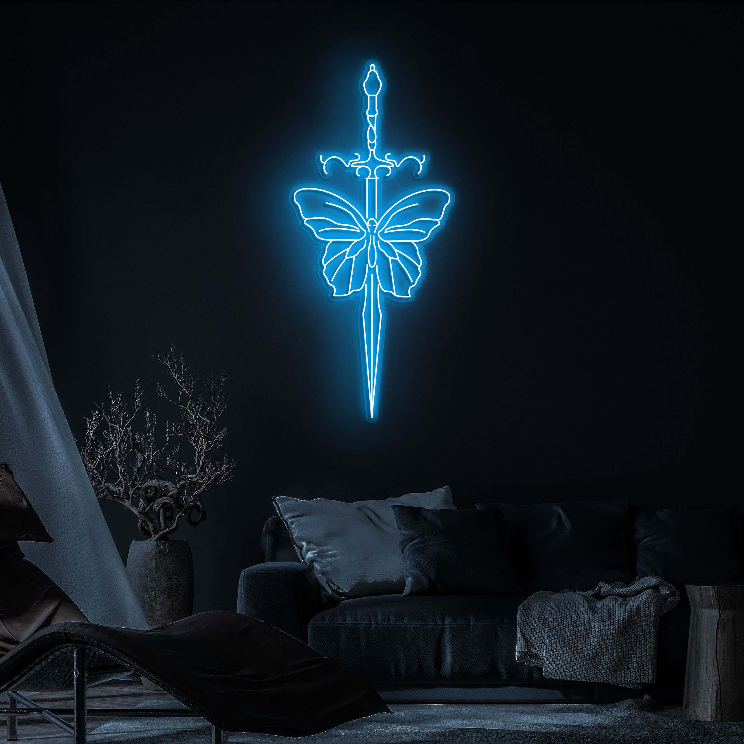 Sword Butterfly Neon Sign, Sword Neon Light, Butterfly LED Decor for Home, Dorm, Kids Room or Office, Wall Art, Sword Neon Sign, Gift Idea