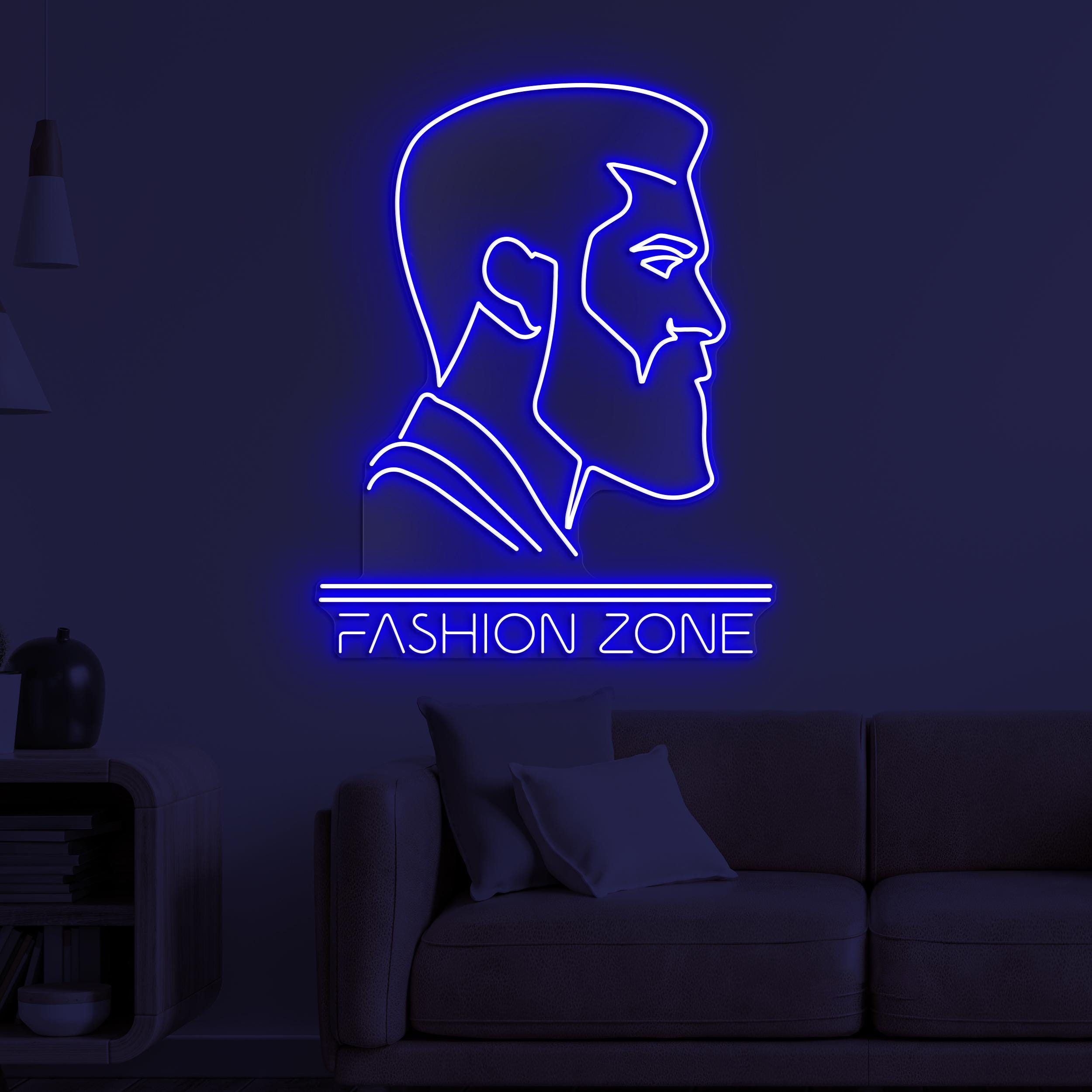 Fashion Zone Neon Sign, Fashion Zone LED Light, Beard Man Wall Decor, Men's Style Wall Art, Barber Shop Neon Light, Grooming Zone Neon Decor