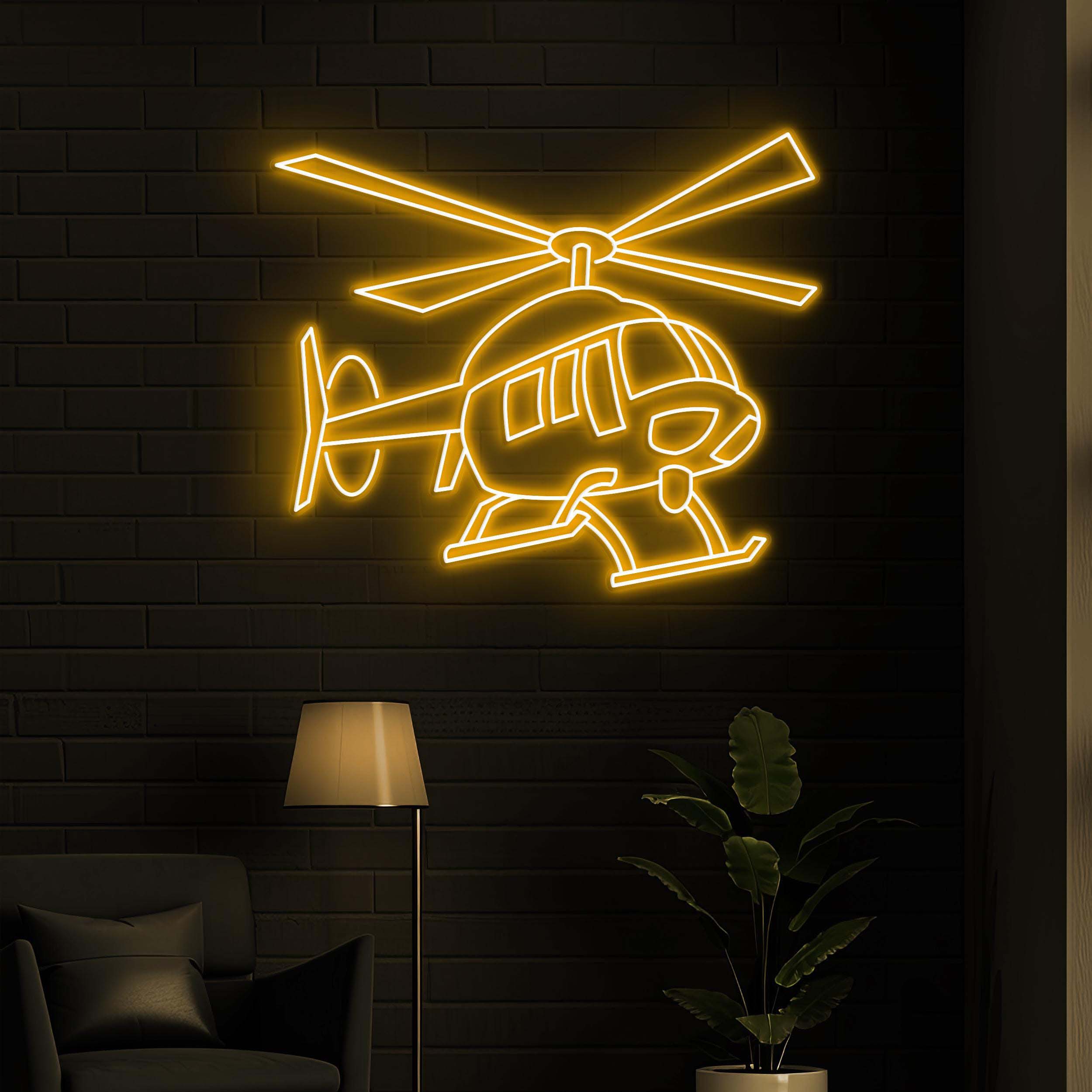 Helicopter Neon Sign, Helicopter Led Light, Helicopter Wall Decor, Airplane Wall Art, Kids Room Decor, Game Room Art, Helicopter Lover, Gift