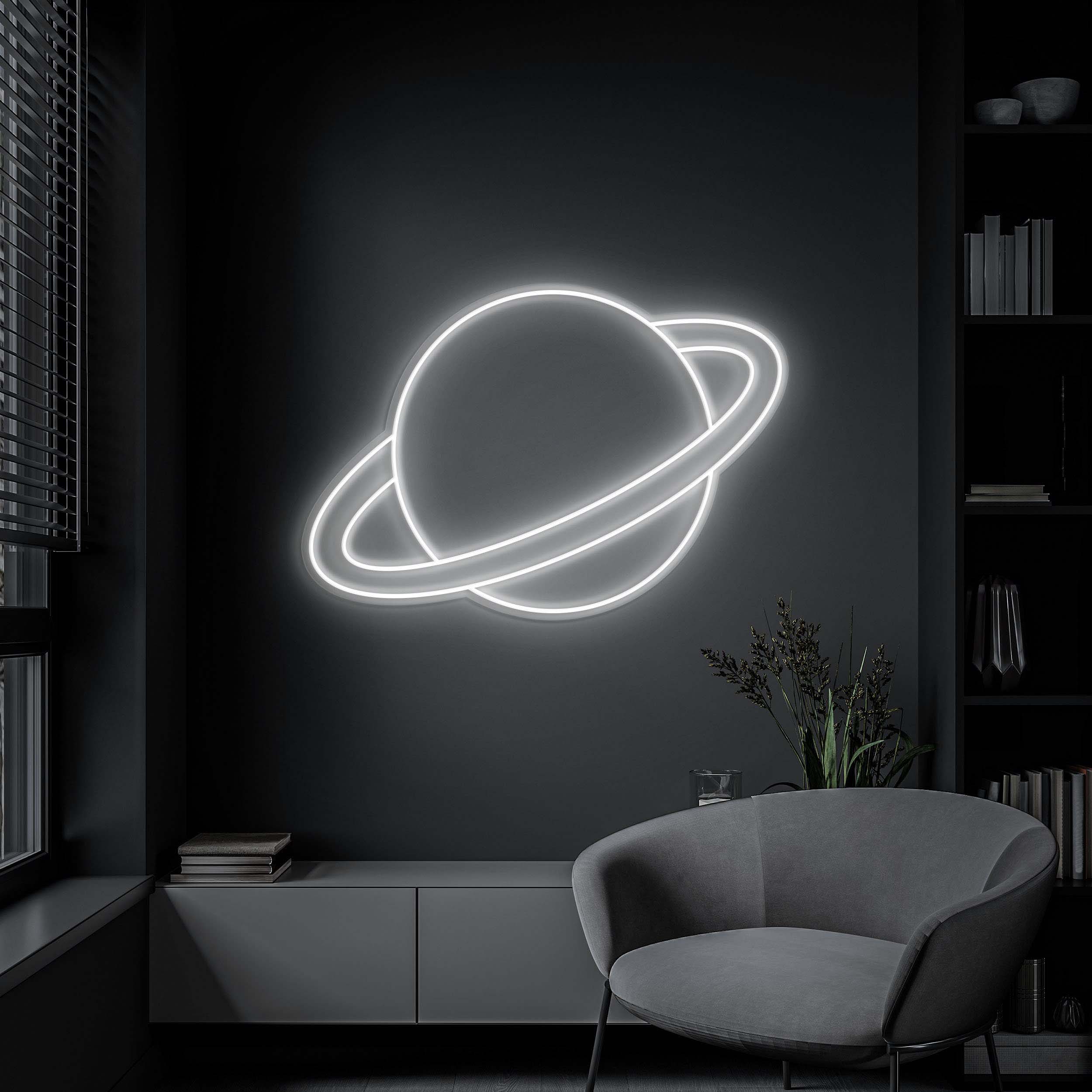 Saturn Planet Neon Sign, LED Space Decor, Planet Led Wall Art, Saturn Neon Light for Kids' Room, Bedroom, Home Decor, Gift for Space Lovers