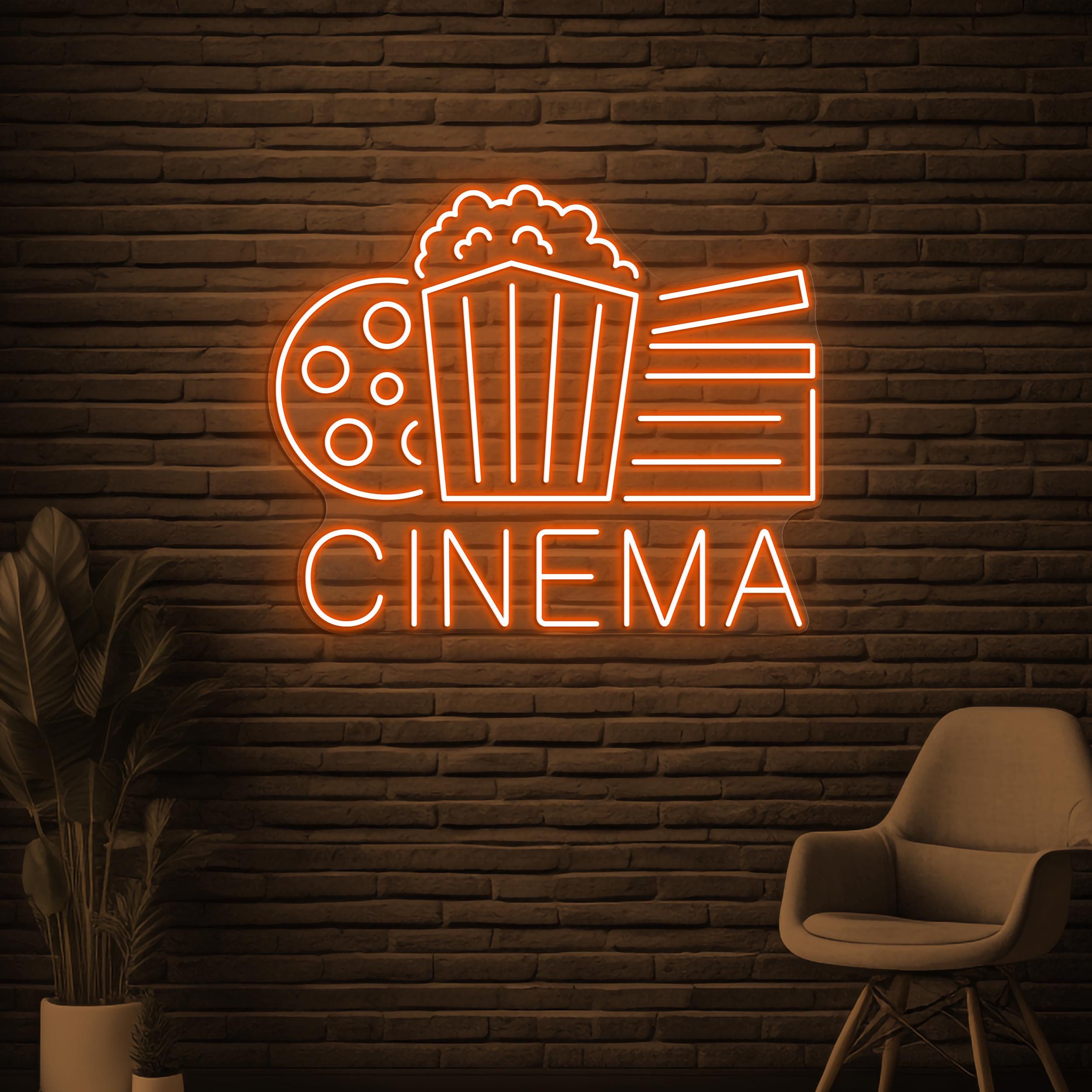 Cinema Neon Sign, Cinema LED Light, Cinema Room Wall Decor, Movie Theater Neon Art, Cinema Popcorn Sign, Movie Lover Gift, Cinema Home Decor