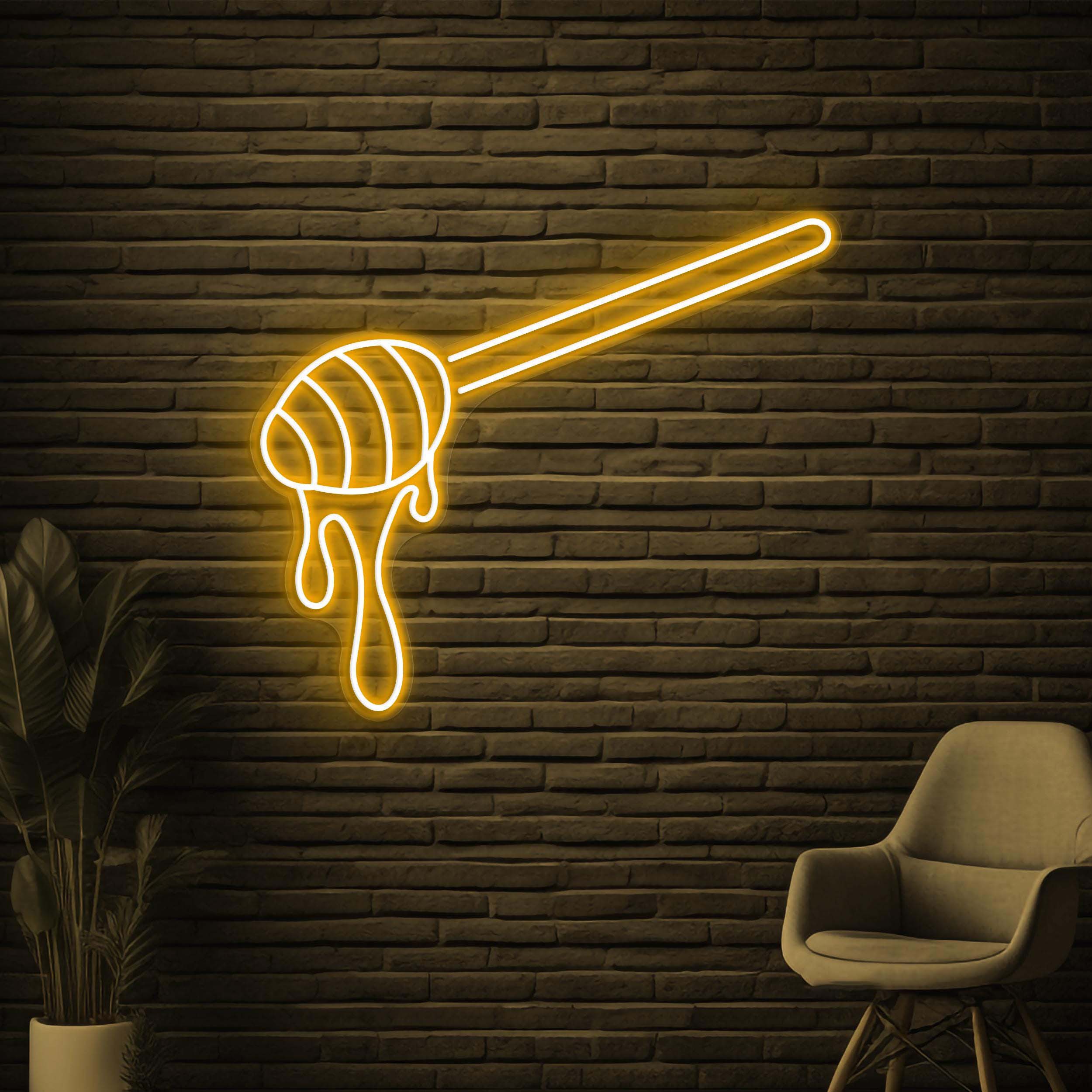 Honey Neon Sign, Honey LED Light, Honey Dipper Wall Decor, Honey Shop Wall Art, Cafe Neon Light, Sweet Treat Led Sign, Honey Lover Gift
