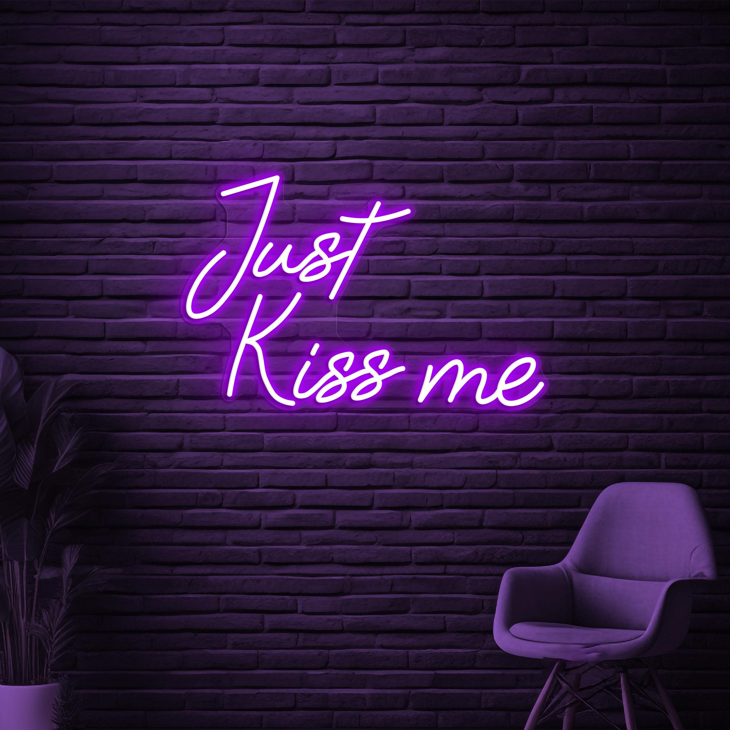 Just Kiss Me Neon Sign, Just Kiss Me Led Light, Kiss Me Wall Decor, Personalized Kiss Sign, Romantic Wall Decor, Couple Room Wall Light