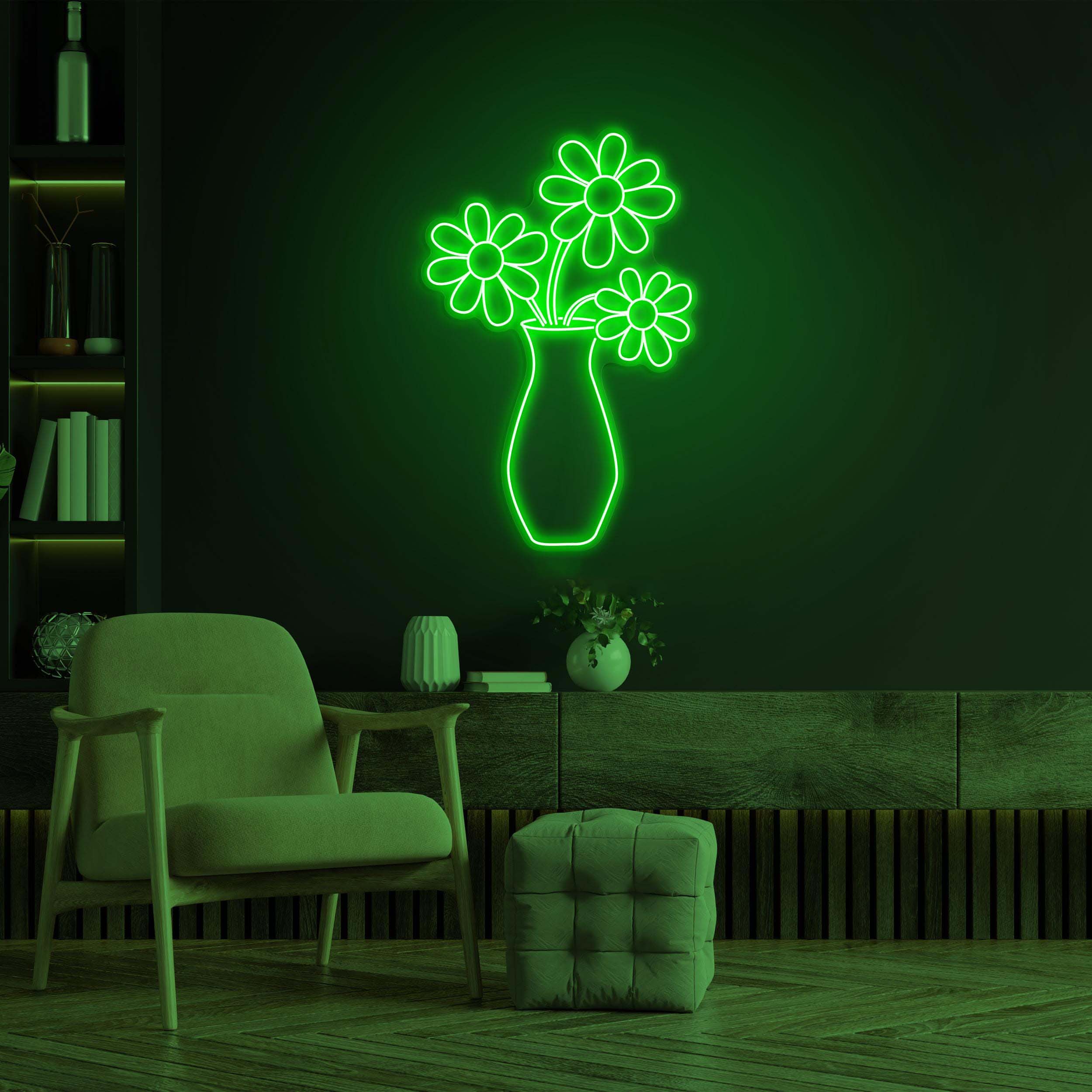 Flower Vase Neon Sign, Flower Bouquet LED Light, Flower Bouquet Neon Art, Decoration for Home, Party, Garden & Yard, Gift for Her and Him