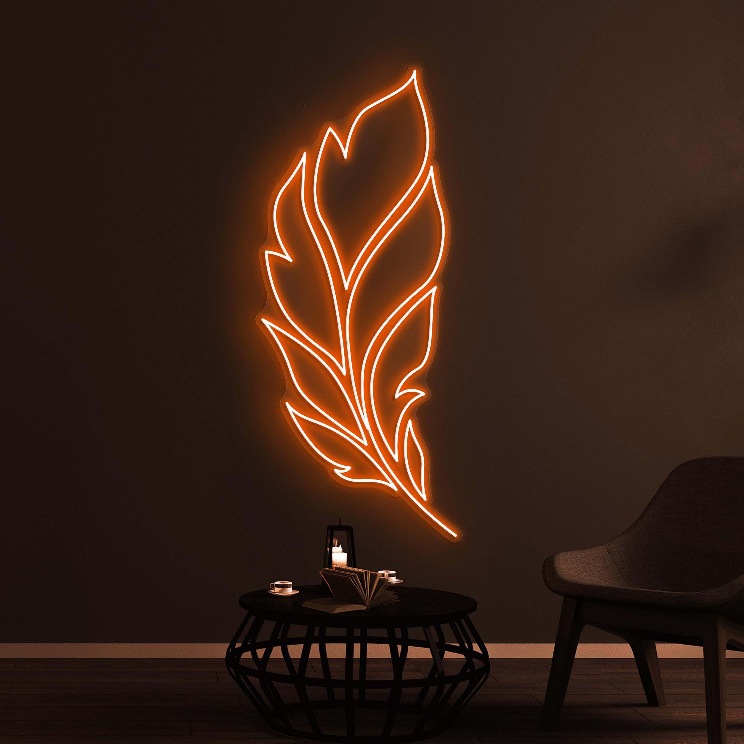 Feather Neon Sign, Feather LED Light, Home Wall Decor, Bedroom Neon Wall Light, Personalized Neon Sign, Leaf Wall Art, Nature Neon Decor