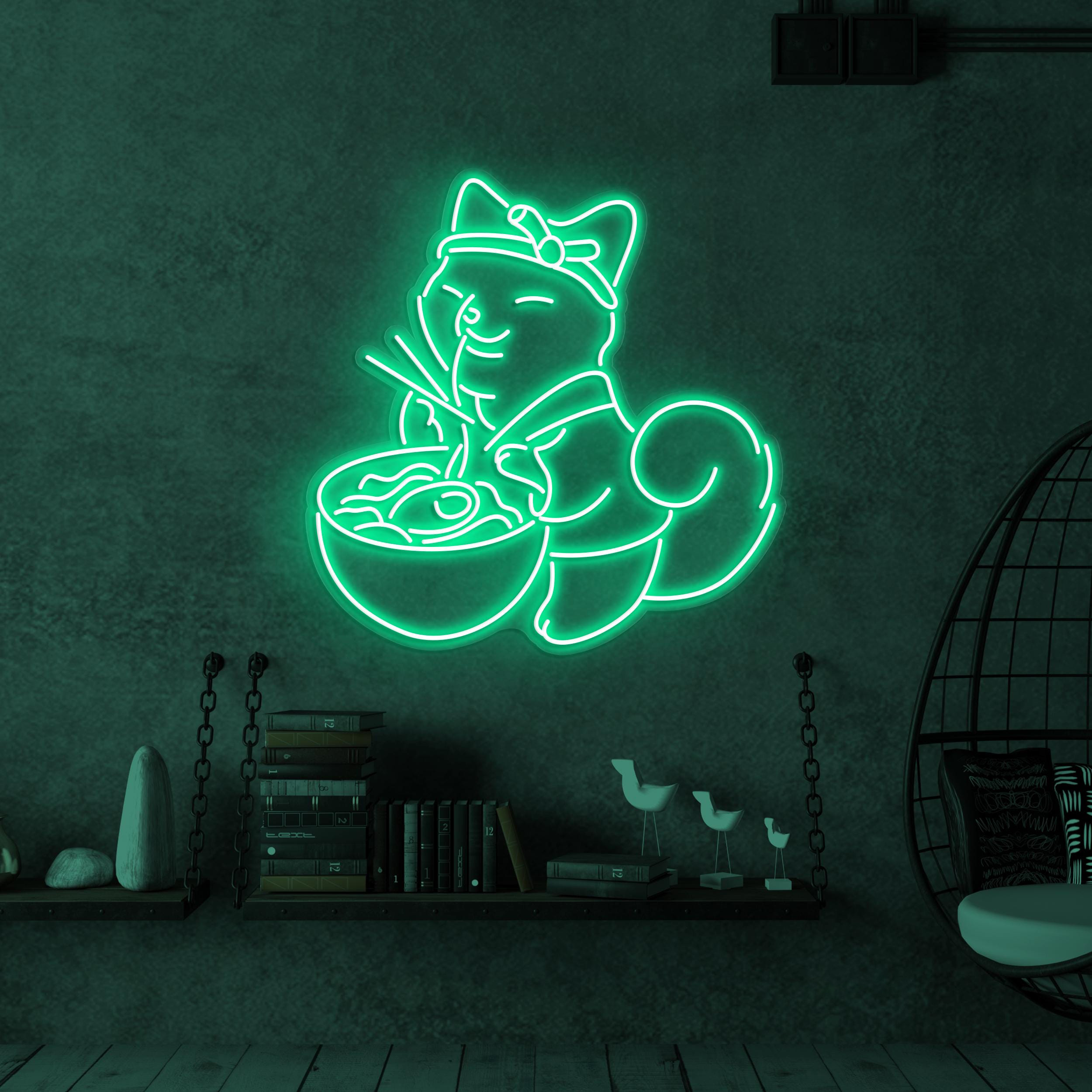 Ramen Cat Neon Sign, Cat Ramen LED Light, Japanese Restaurant Wall Decor, Noodle With Cat Neon Sign, Kids Room Wall Art, Lucky Cat Led Sign