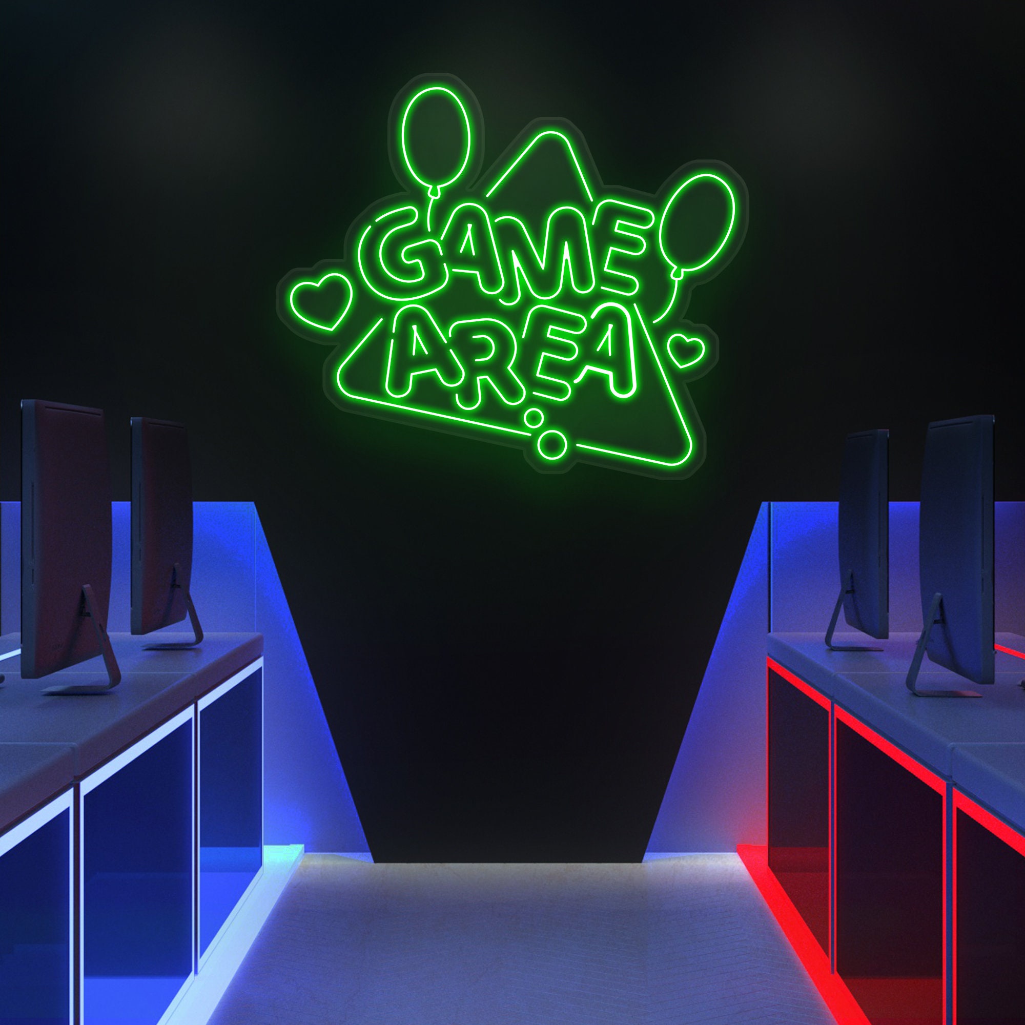 Game Area Neon Sign, LED Game Room Decor, Gaming Neon Light for Bedroom, Man Cave, Pub, Gift for Gamers, Boys, Game Wall Art, Party Decor