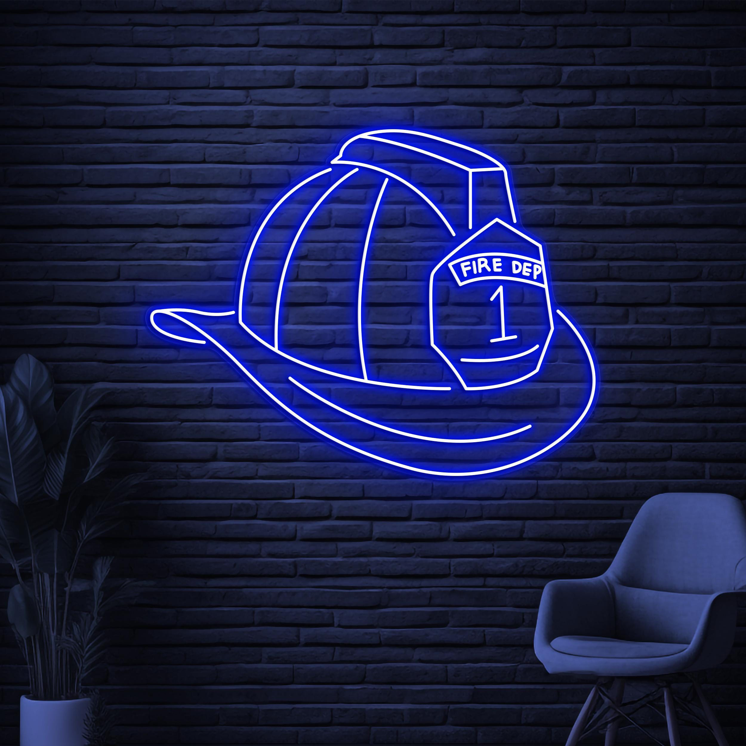 Firefighter Helmet Neon Sign, Firefighter Helmet LED Light, Rescue Room Decor, Fireman Wall Art, Firefighter Hat Sign, Fire Department Sign