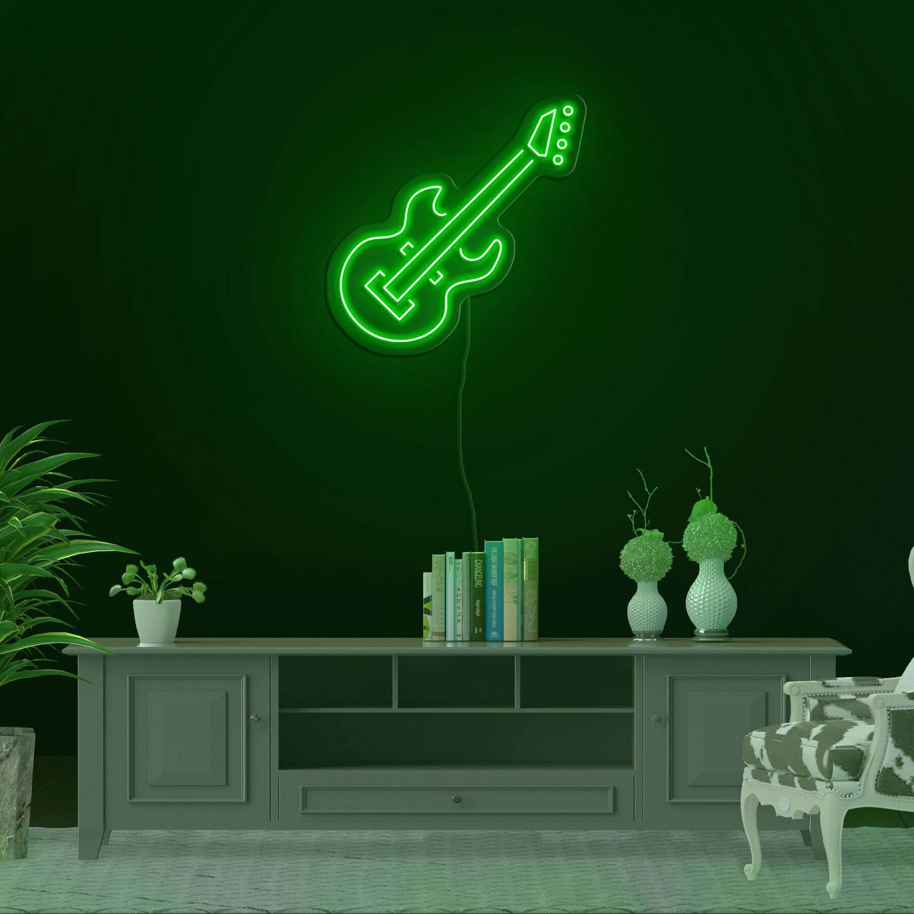 Guitar Neon Signs, LED Lights for Guitar Lovers, Music Neon Signs, Live Music Art for Bar, Club, and Home Decor, Room decor, Led Neon Sign