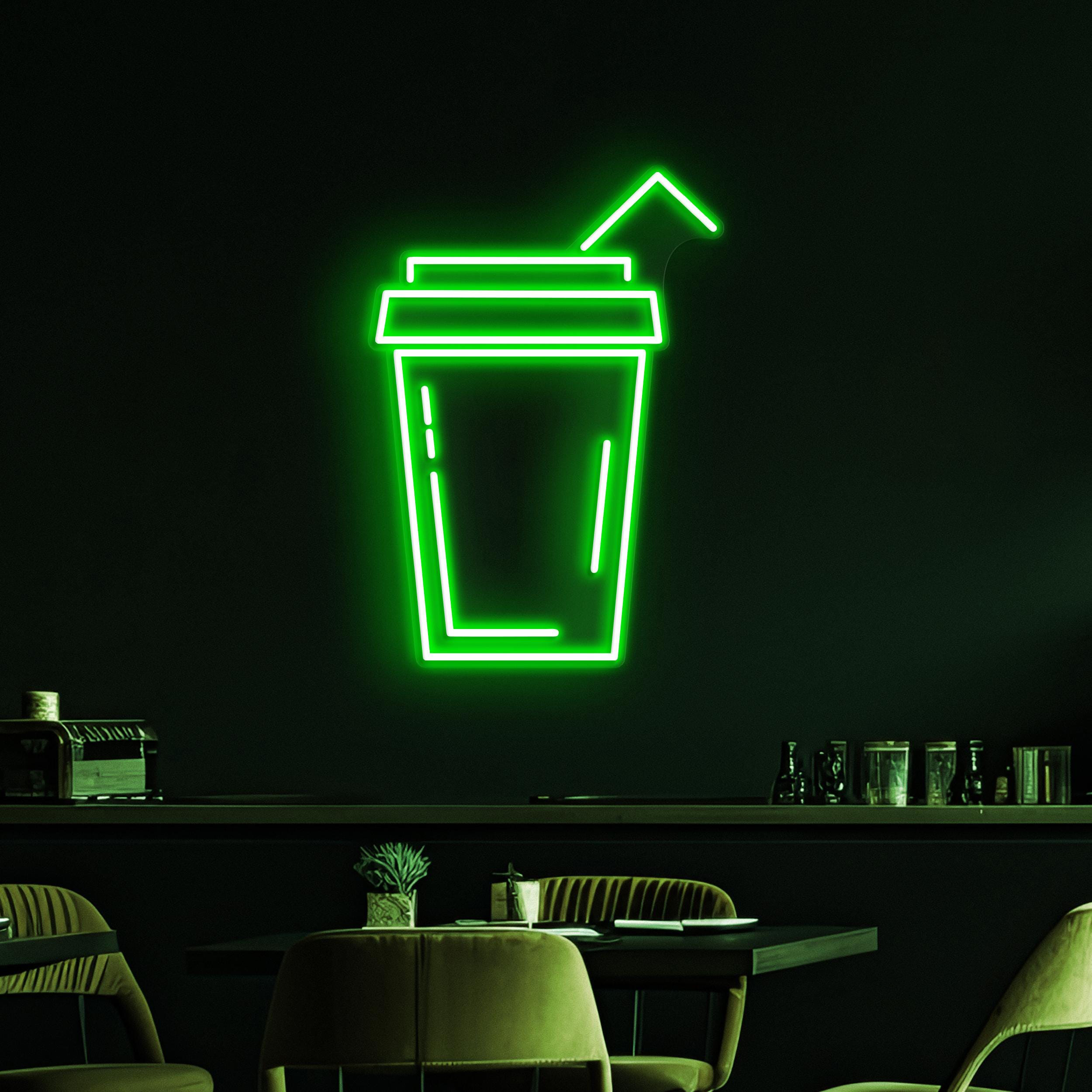 Drink Cup Neon Sign, Drink Cup LED Light, Juice Bar Wall Art, Kitchen Decor, Cafe & Bar Neon Light, Refreshing Drink Decor, Drink Corner Art