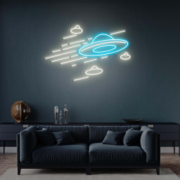 UFO Neon Sign, UFO Led Light, Flying Saucer LED Neon Art, Home Wall Decor, Custom Neon Sign, Game and Kids Room Decor, Alien Abduction, Gift