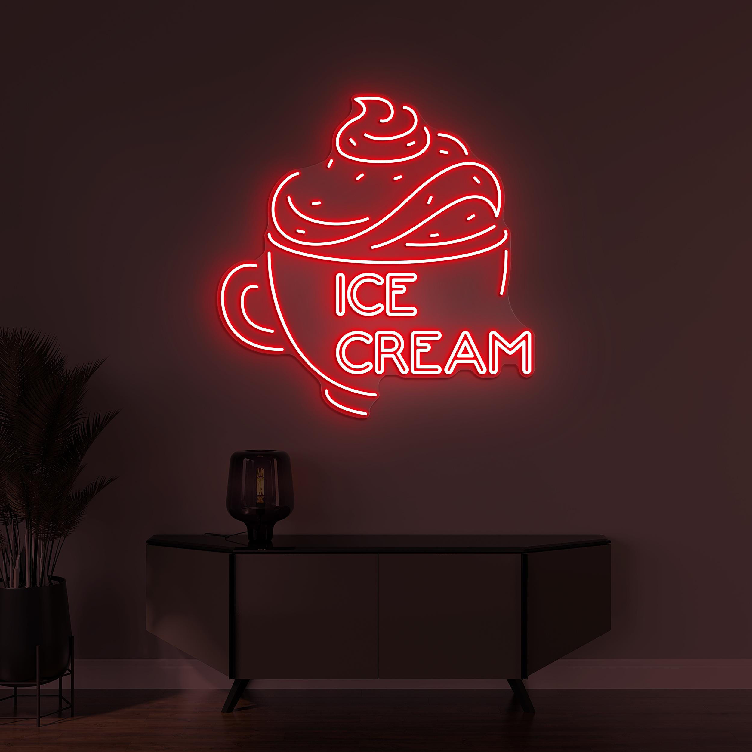 Ice Cream Neon Sign, Ice Cream Led Light, Ice Cream Cup Sign, Sweet Dish Wall Decor, Dessert Wall Art, Ice Cream Shop Sign, Ice Cream Lover