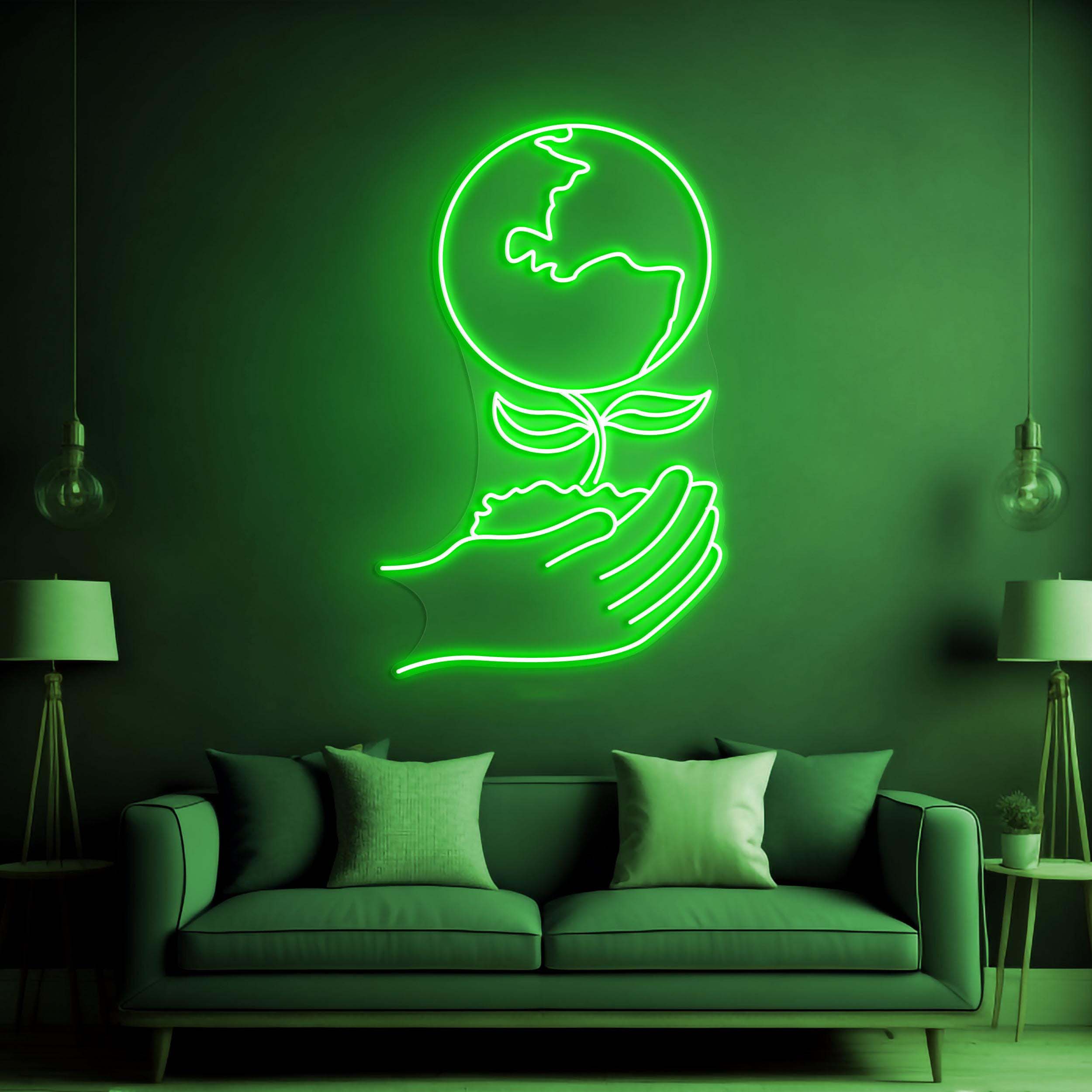 Hands Holding Earth Neon Sign, Hands Holding Earth LED Neon Art, Earth Art, Hands Growing Earth Light, Home Wall Decor, The World Led Light