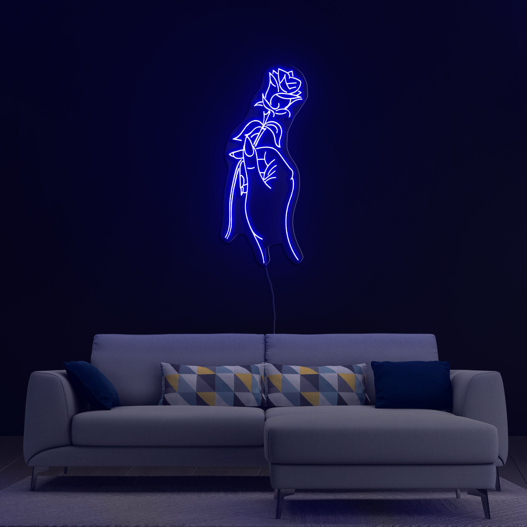 Hand of Love Neon Sign, LED Lights, Gift for Her, Bedroom Decor, Home and Bar Decor, Hand Holding Flower Neon Sign, Rose LED Neon,Wall Decor