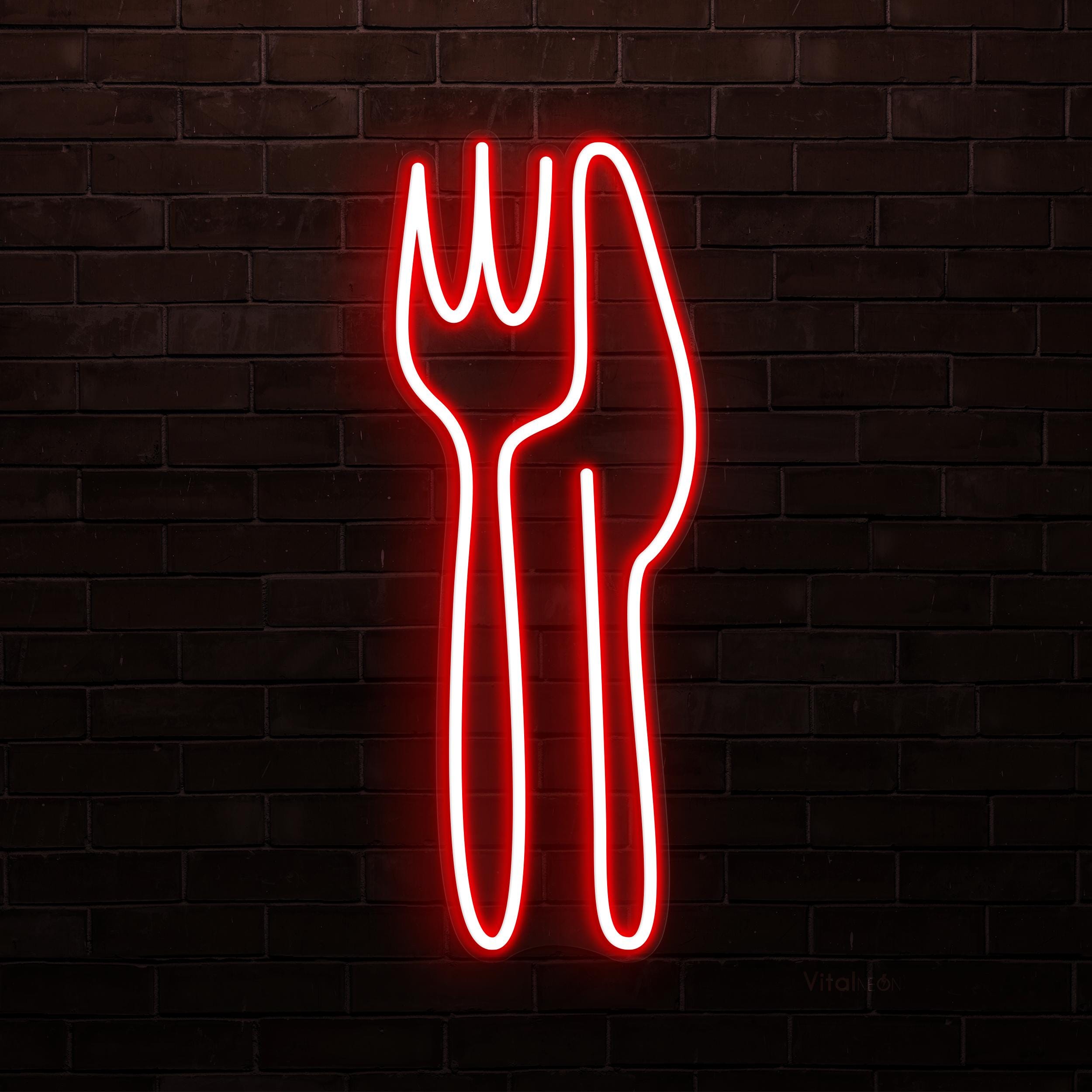 Fork & Knife Neon Sign, Fork and Knife LED Light, Restaurant Wall Art, Kitchen Wall Decor, Home Wall Light, Cafe, Bar Neon Light, Neon Art