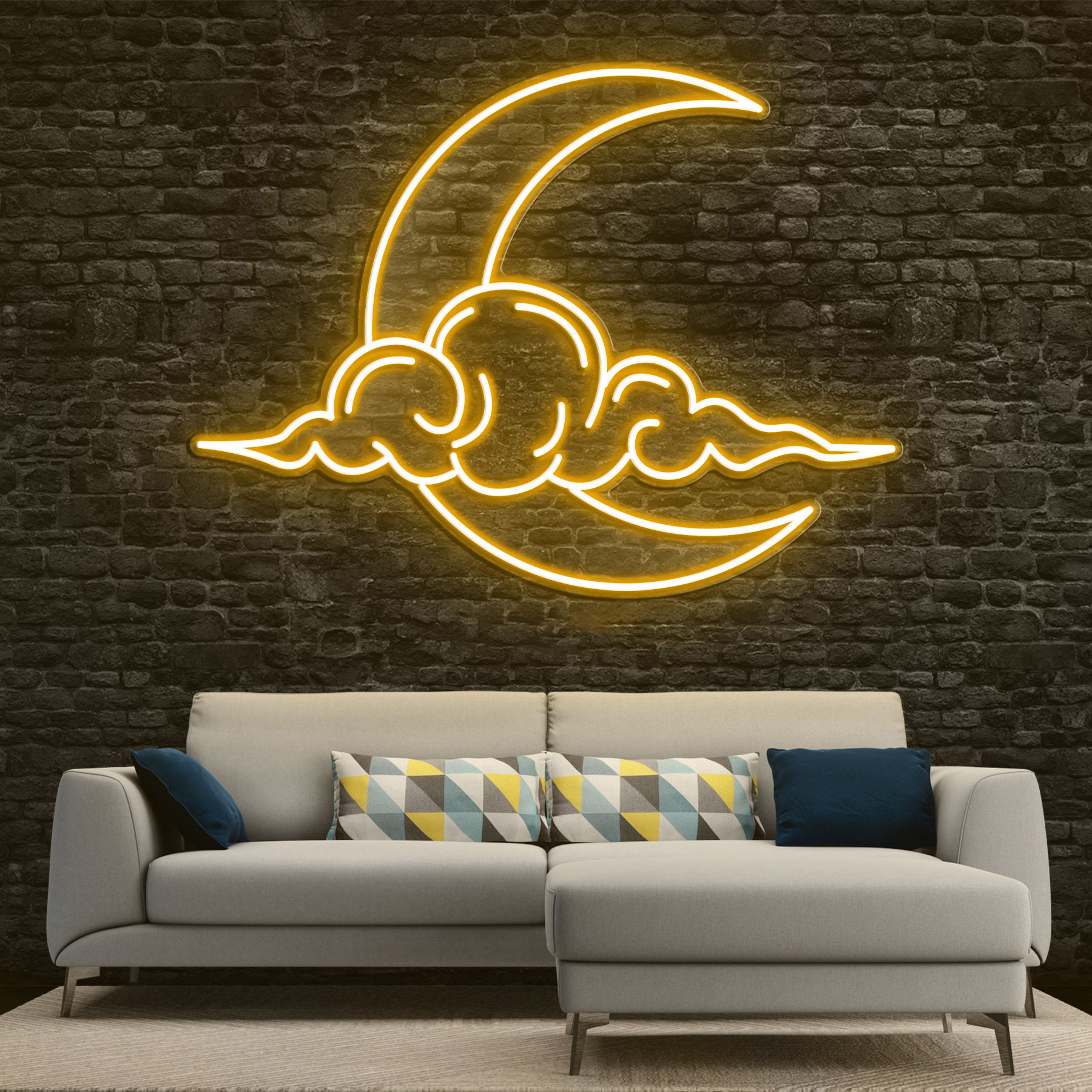 Cloud Moon LED Neon Light, Moon Night Light, Moon Cloud Neon Sign for Bedroom, Nursery, Wedding and home decor, Moon Night Sky Neon Light