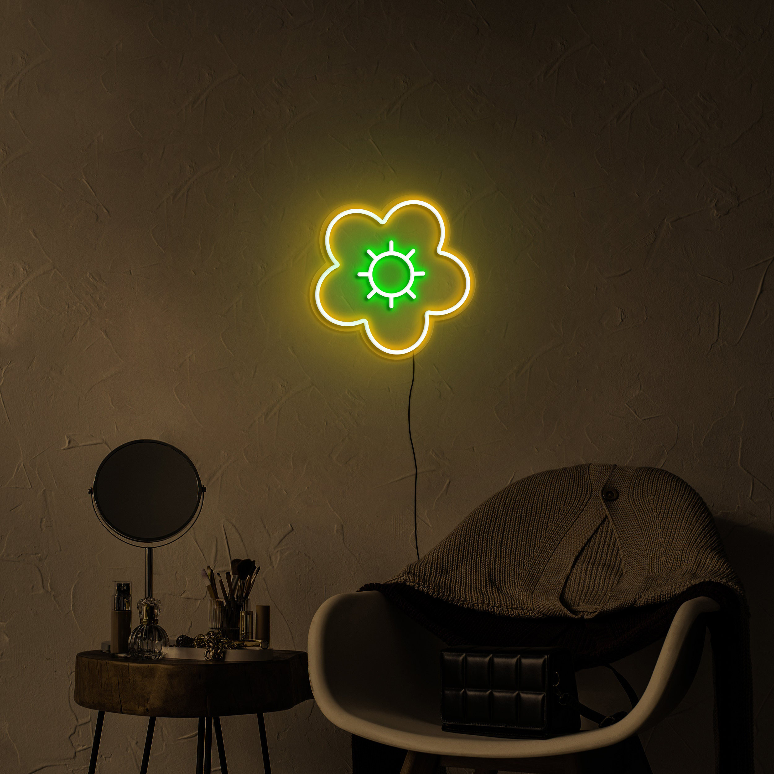 Poppy Neon Sign Flower, Daisy LED Lights USB Powered Wall Decor Girls Room, Home Shop Wedding Birthday Party Popping Neon, Kids Room Decor