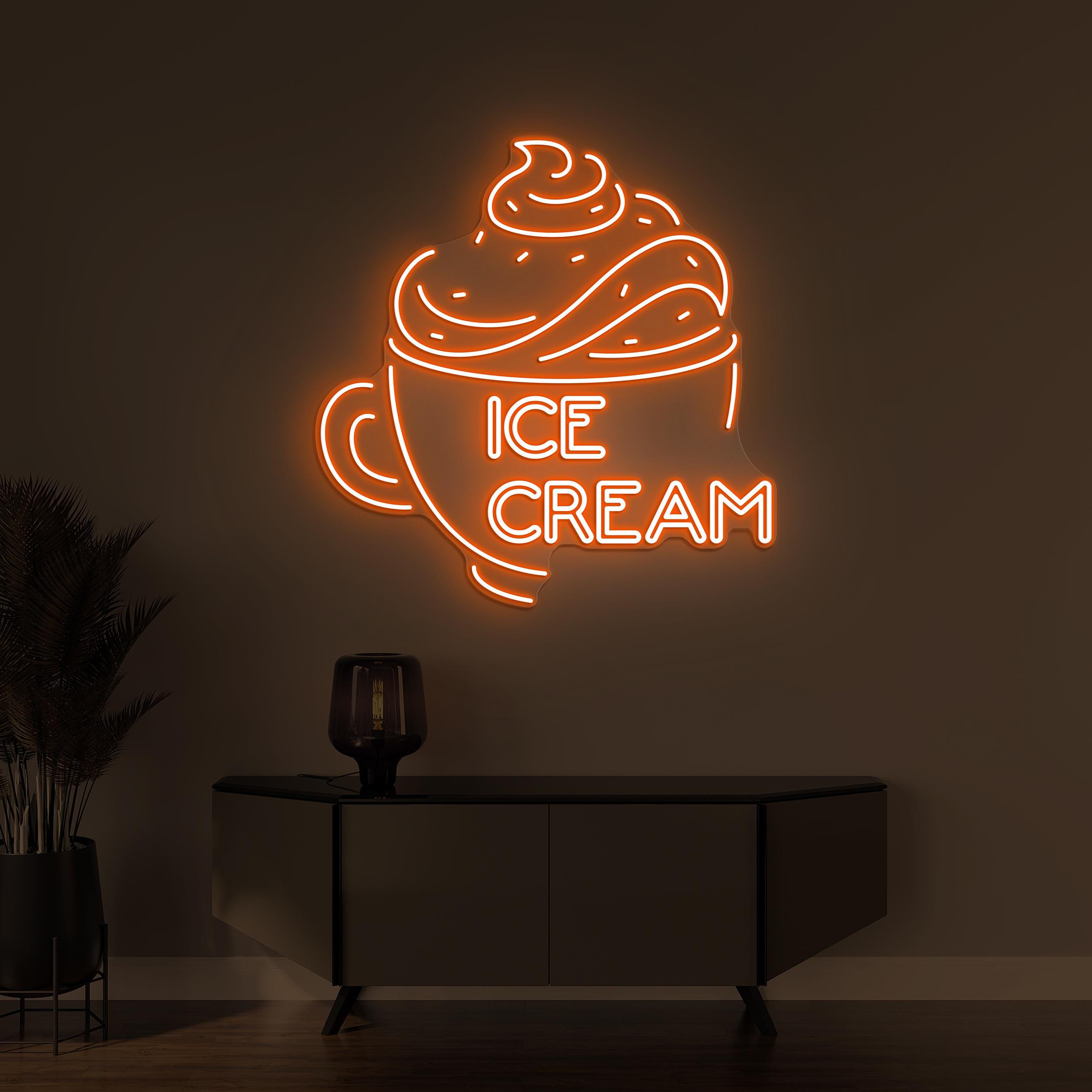 Ice Cream Neon Sign, Ice Cream Led Light, Ice Cream Cup Sign, Sweet Dish Wall Decor, Dessert Wall Art, Ice Cream Shop Sign, Ice Cream Lover