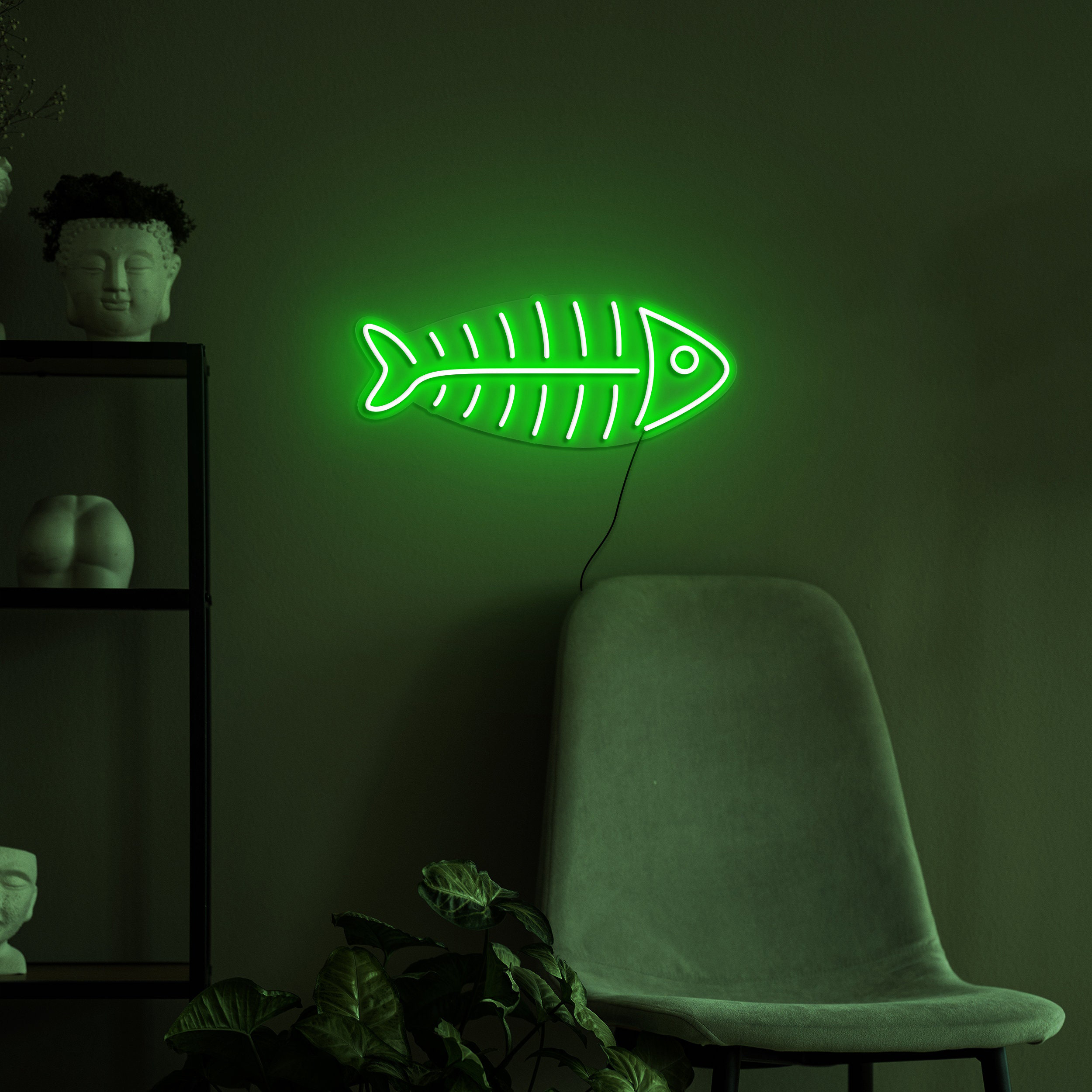 Fish Bone Neon Sign, LED Fish Skeleton Light, USB Wall Decor for Bedroom, Gift for Fisherman, Fish Neon Light, Wedding, Bar,Party Decoration